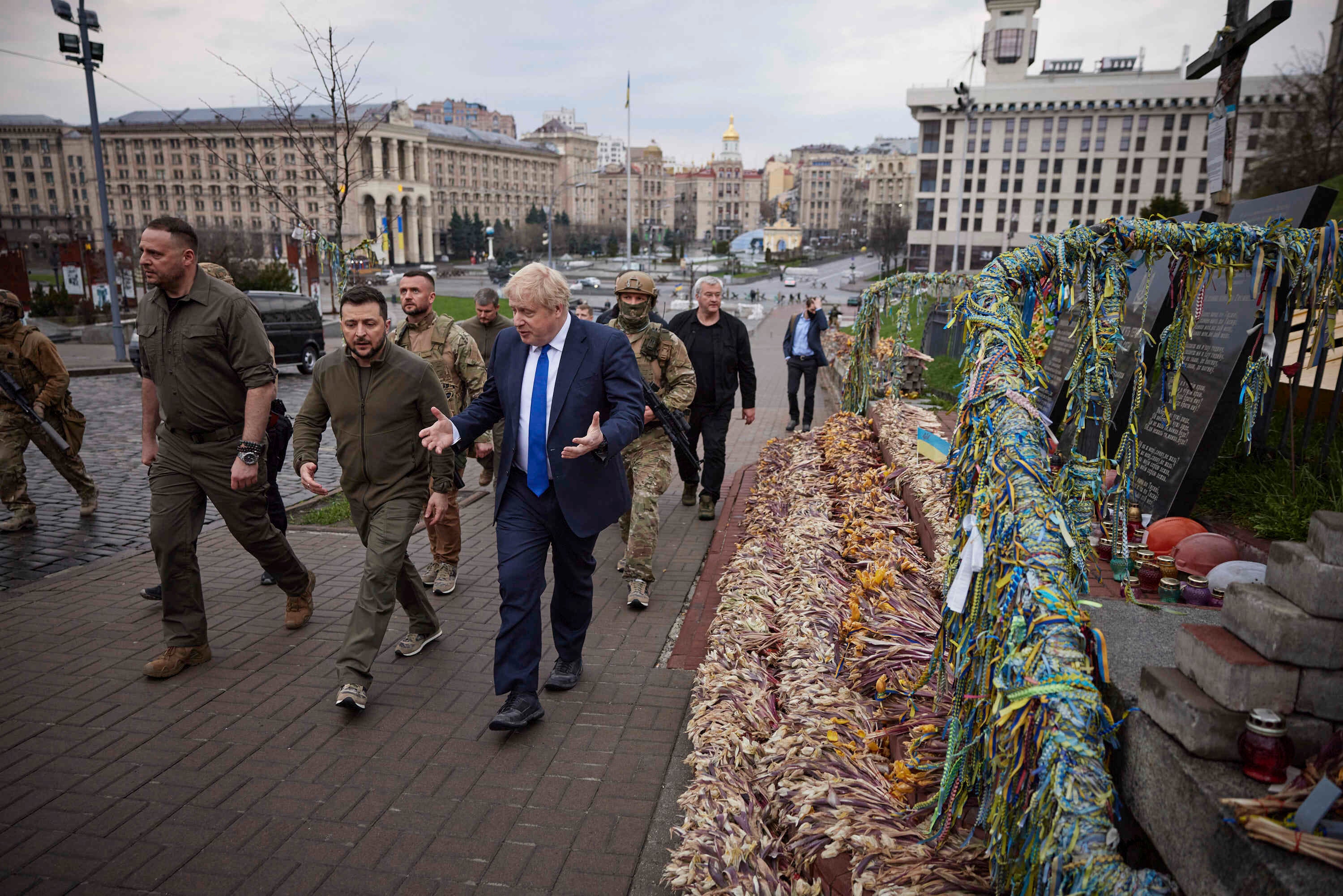 Volodymyr Zelenskyy with Boris Johnson in Kyiv (Ukrainian Presidential Press Office via AP)