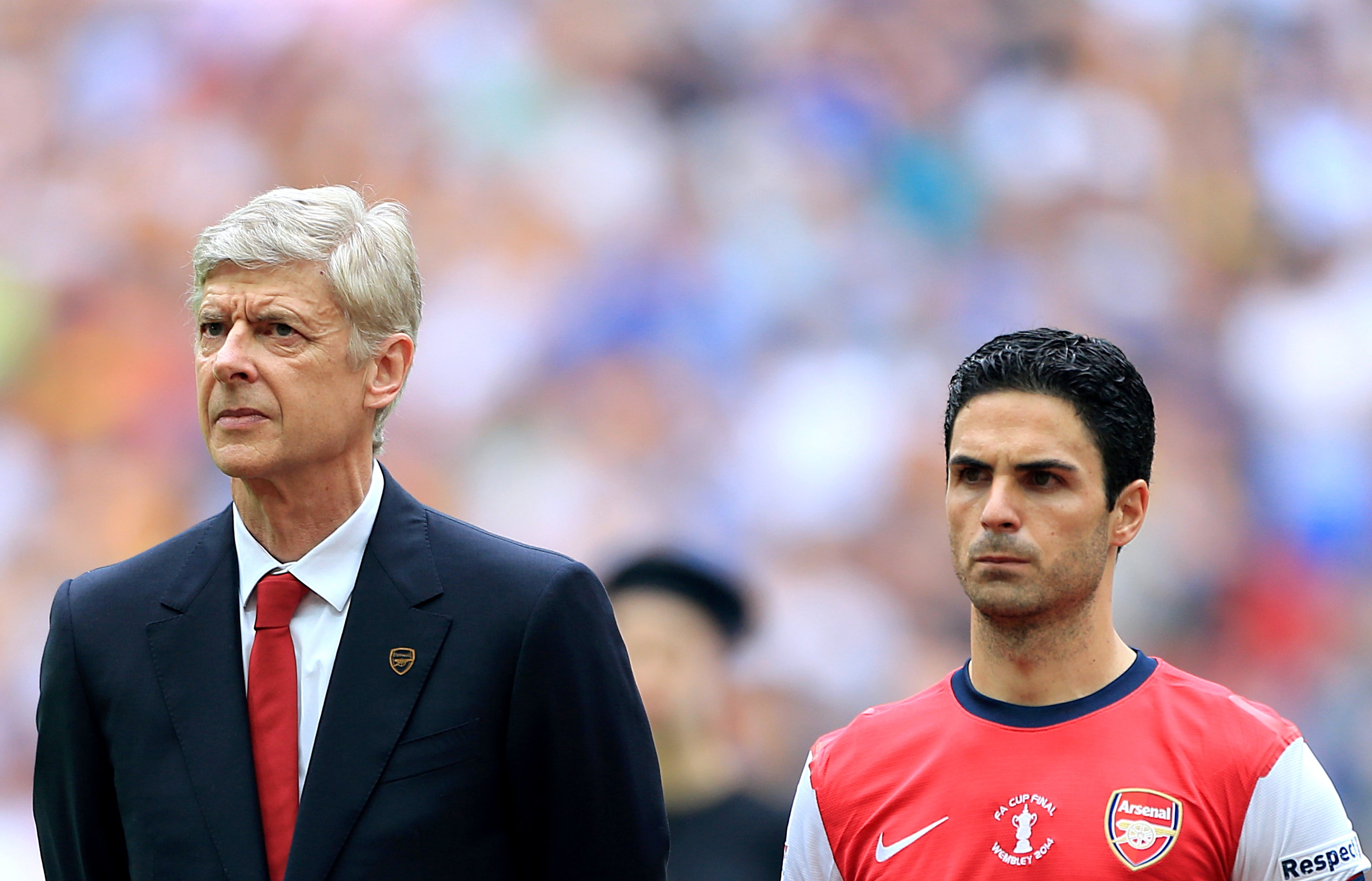 Mikel Arteta, right, played under Arsene Wenger