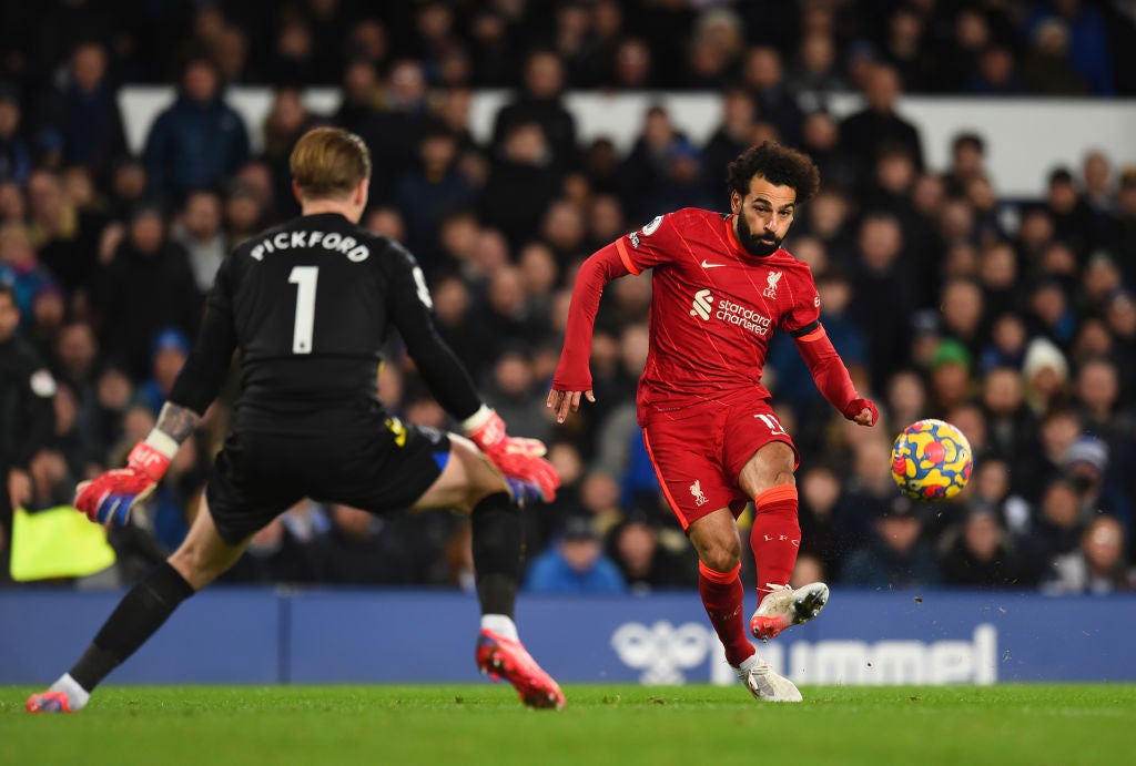 Mohamed Salah scored twice in a 4-1 win at Goodison in December