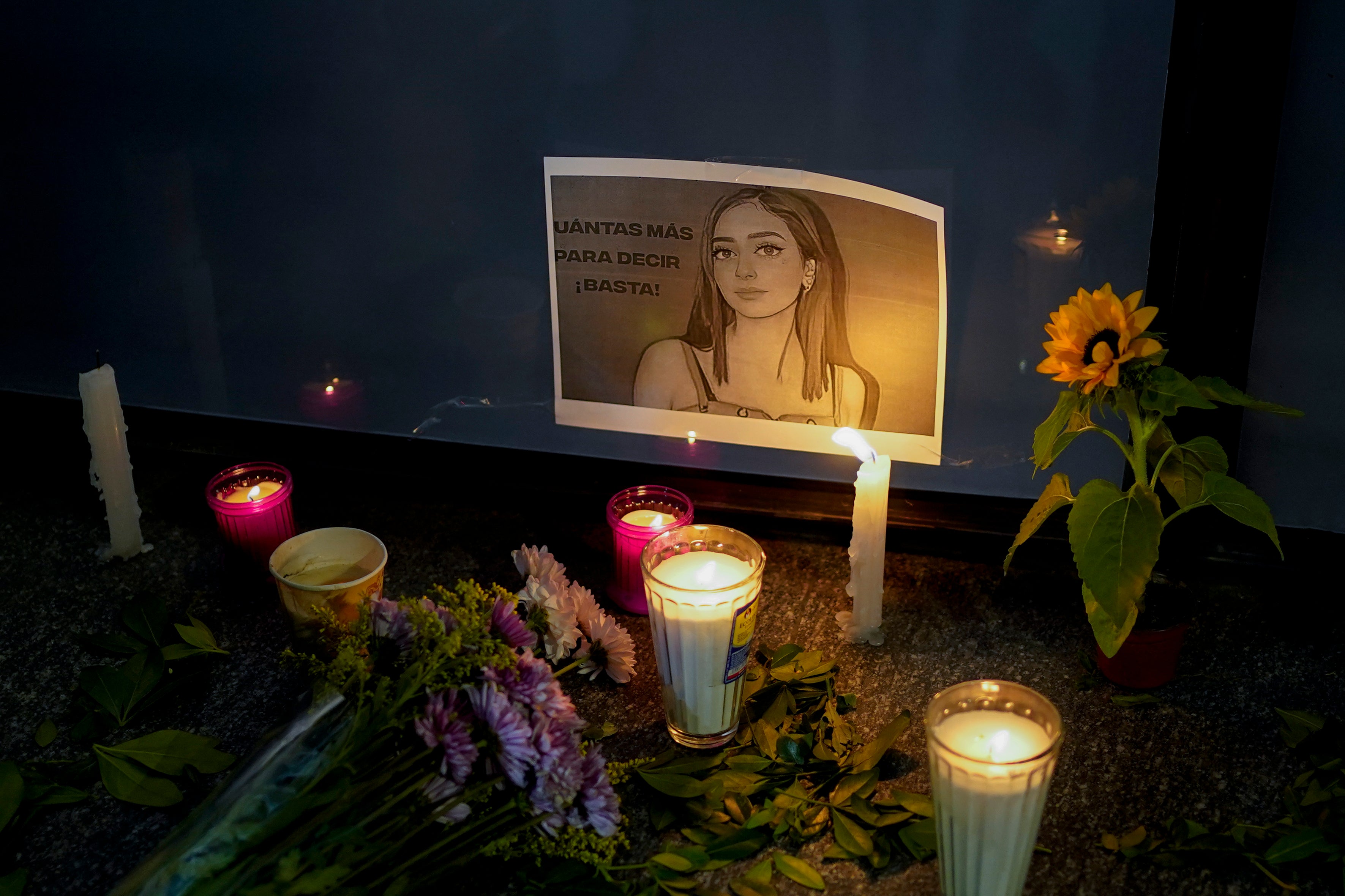 Protesters hold a vigil for Debanhi Escobar in Nuevo Leon, Mexico