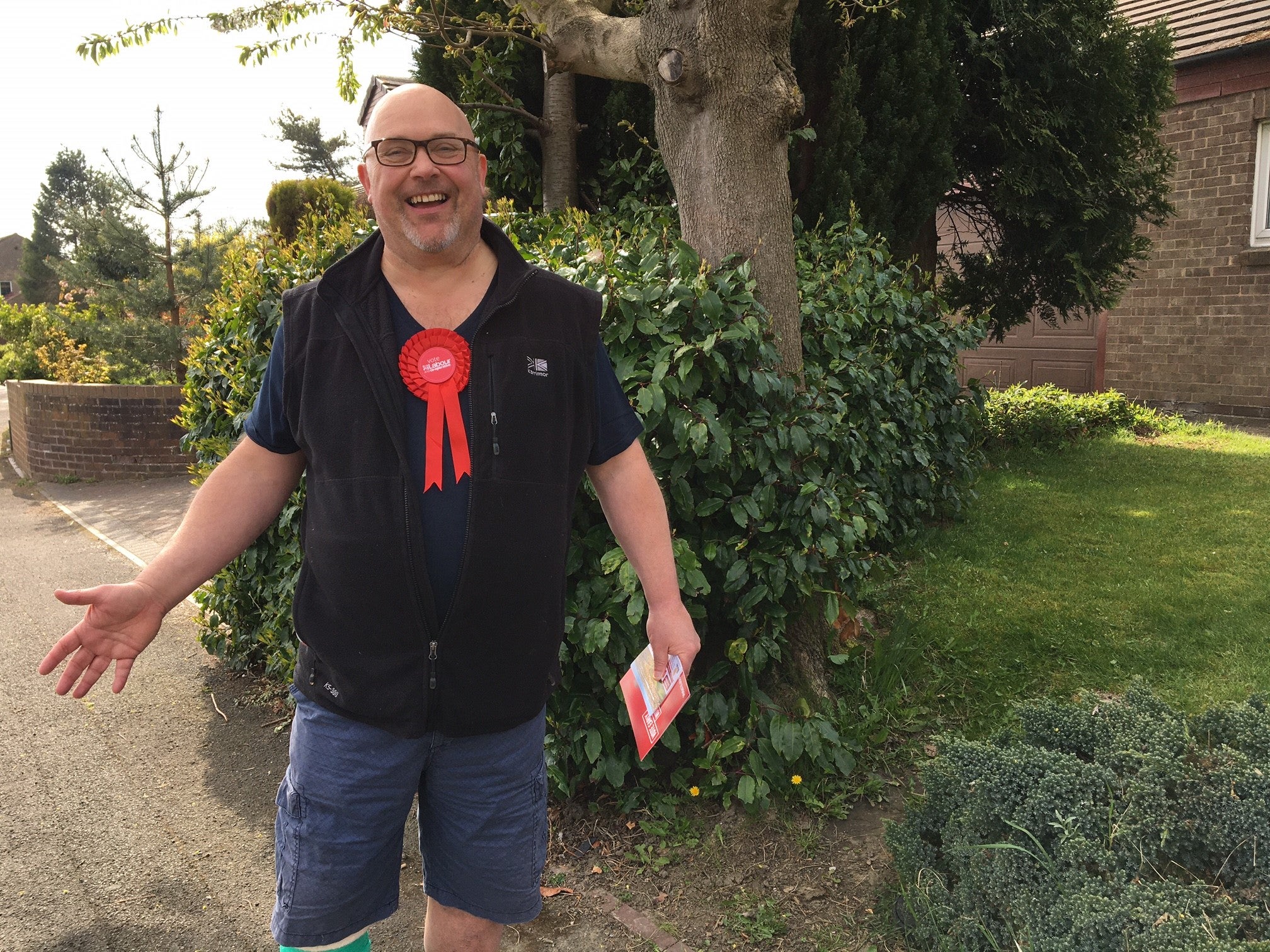 Graeme Miller, leader of Sunderland City Council, out campaigning in Washington