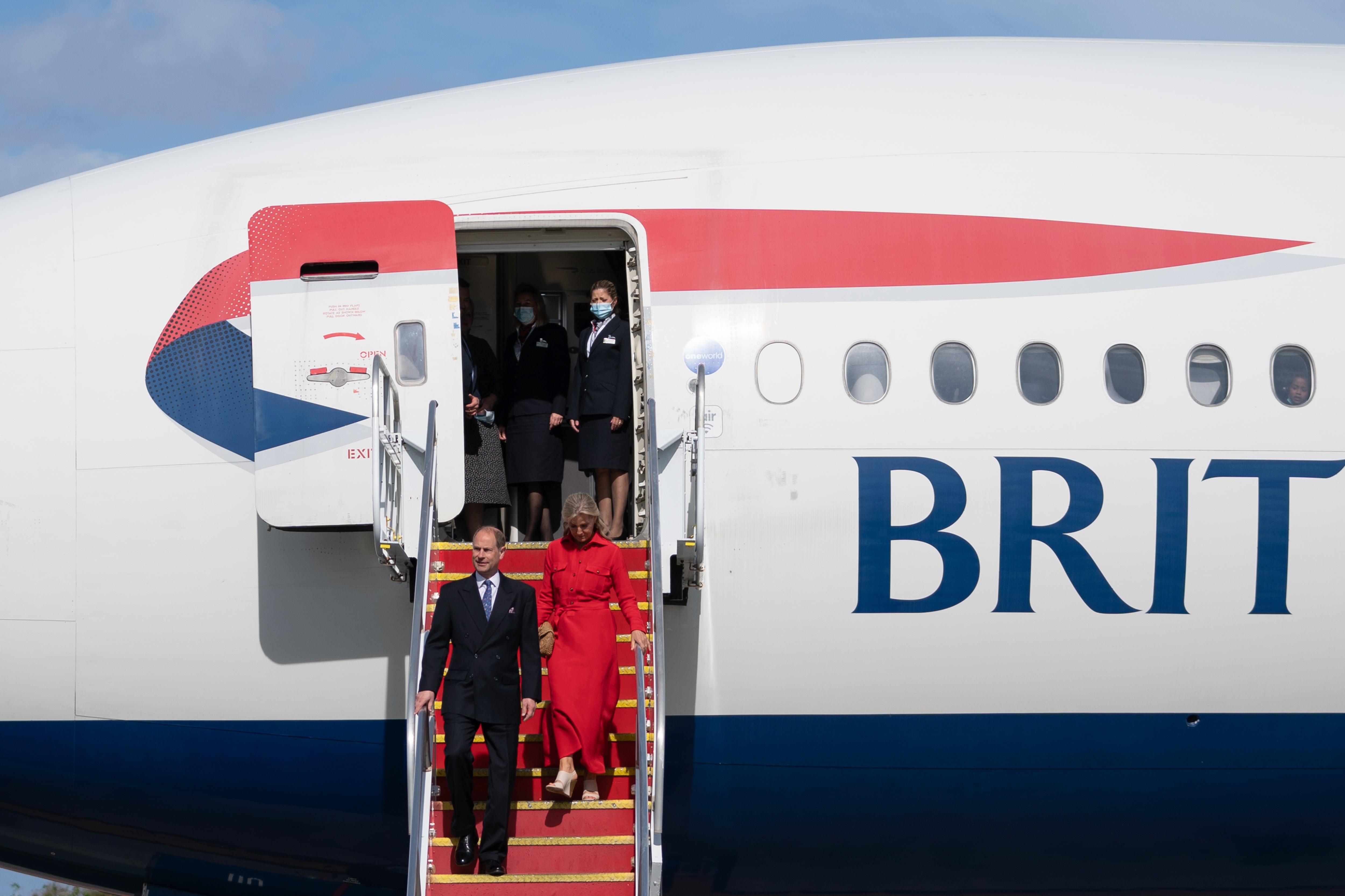 The Earl and Countess of Wessex arrive at Hewanorra International Airport in St Lucia for the start of their visit to the Caribbean to mark the Queen's Platinum Jubilee.