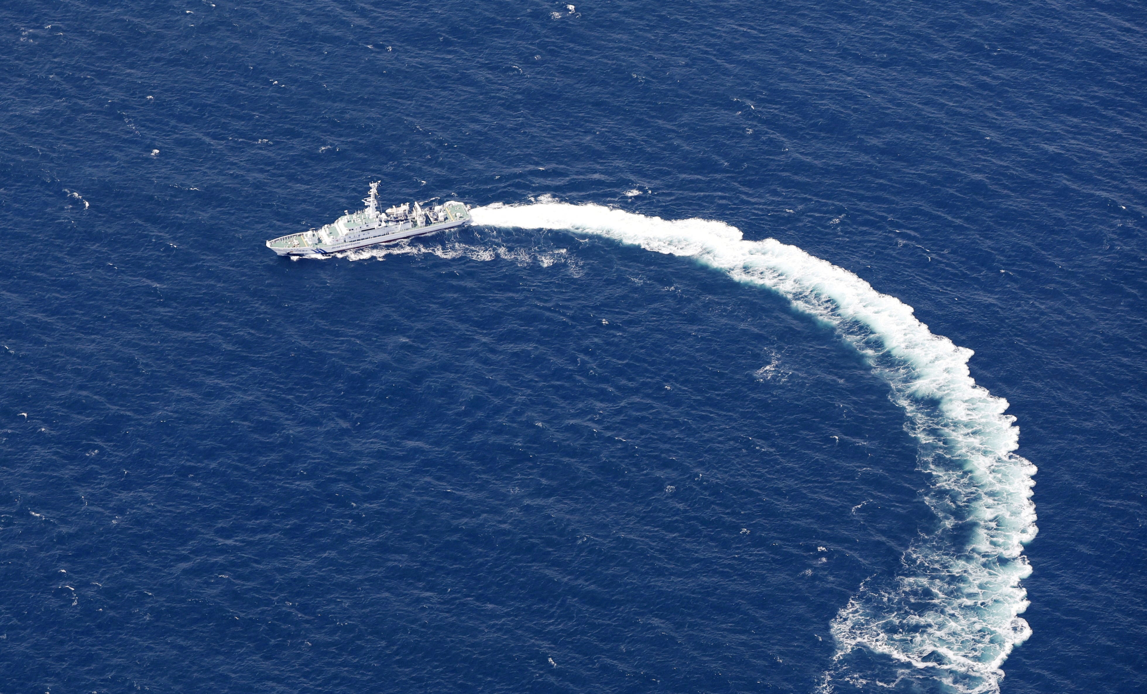 Japan Coast Guard's ship conducts a search operation for missing people aboard the missing tour boat ‘Kazu 1’ in the Sea of Okhotsk off Shiretoko Peninsula