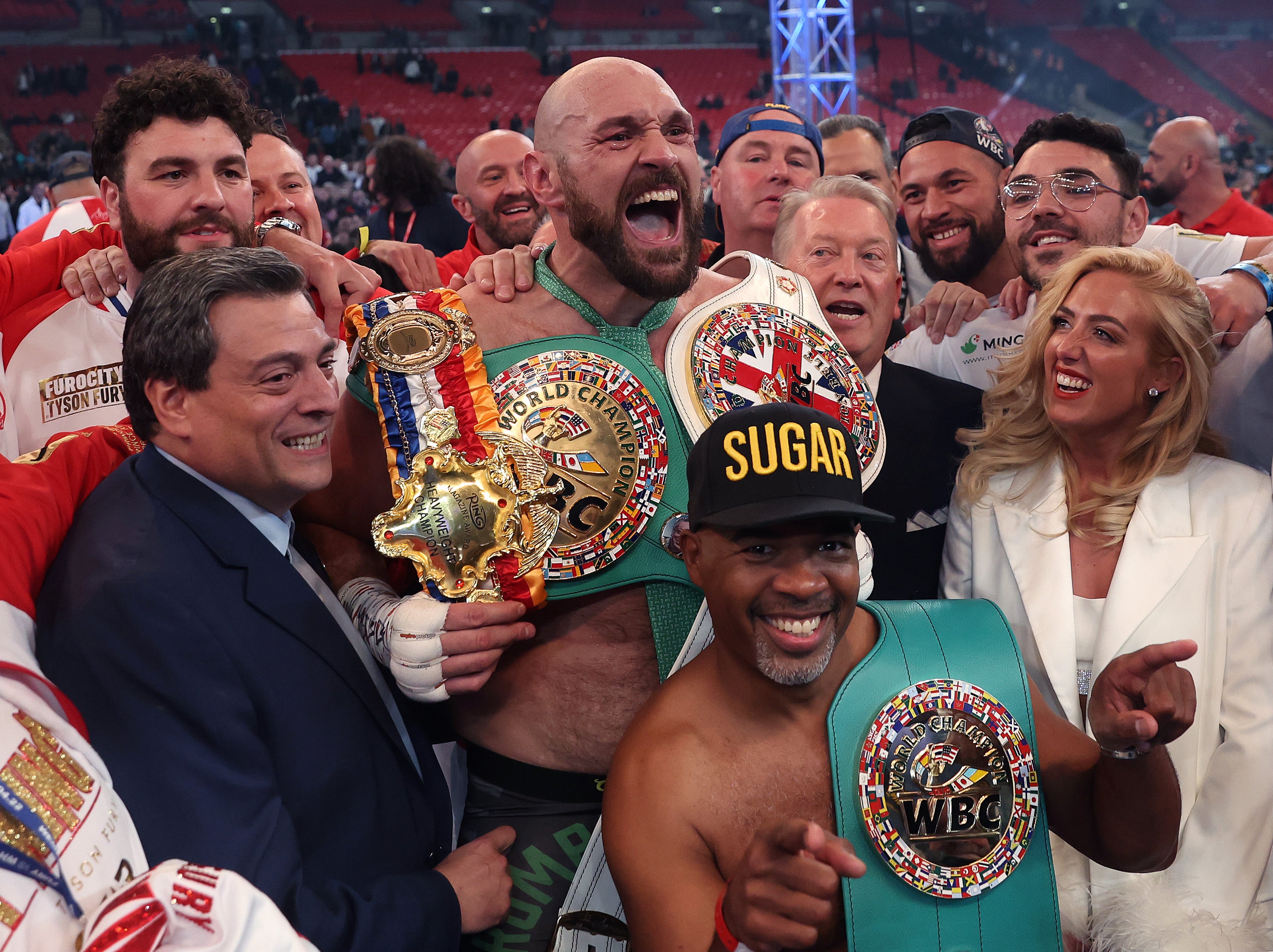 Tyson Fury promised his wife Paris (right) that his previous fight would be his last