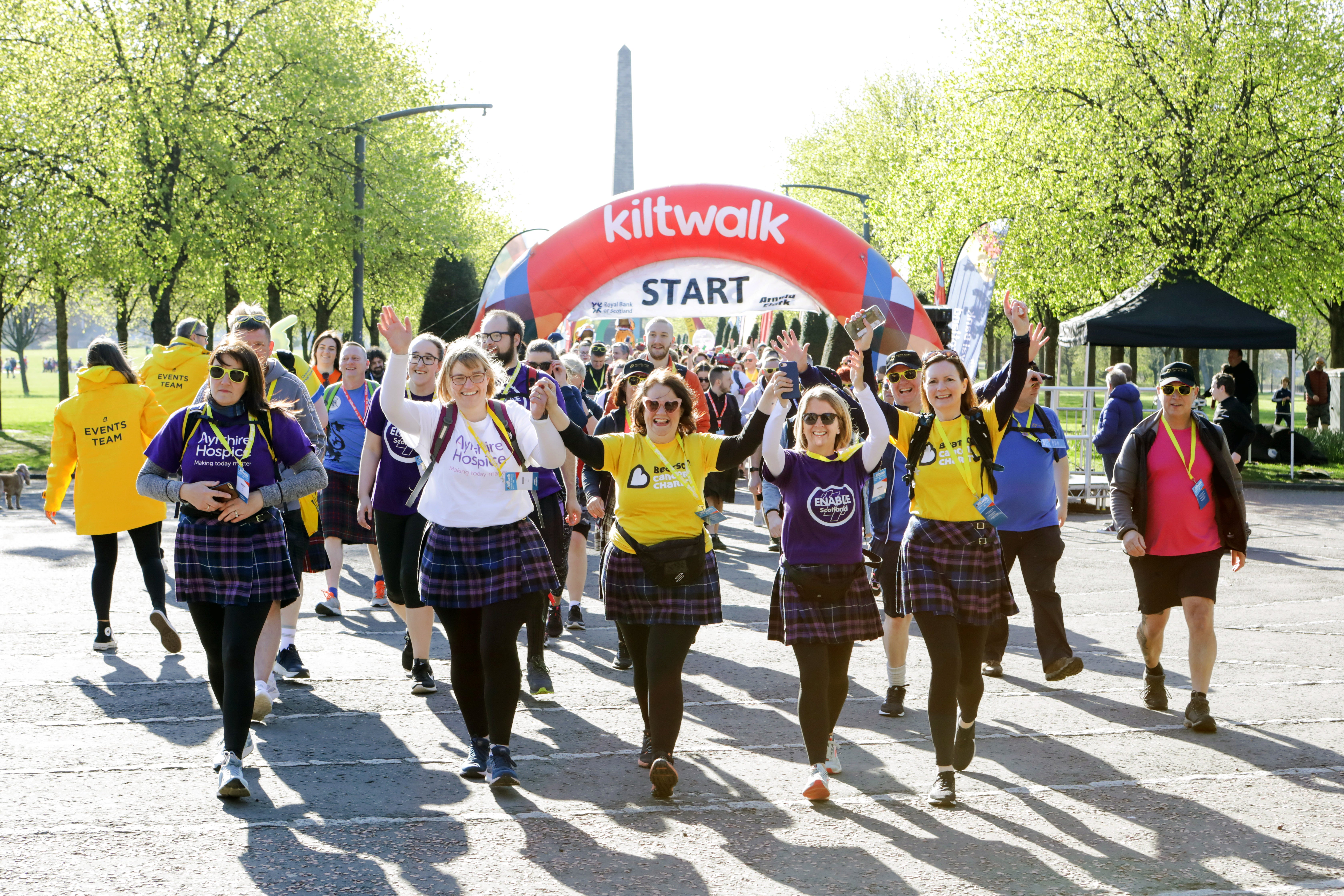 The Glasgow Kiltwalk raised £3 million for Scottish charities on Sunday (PA)