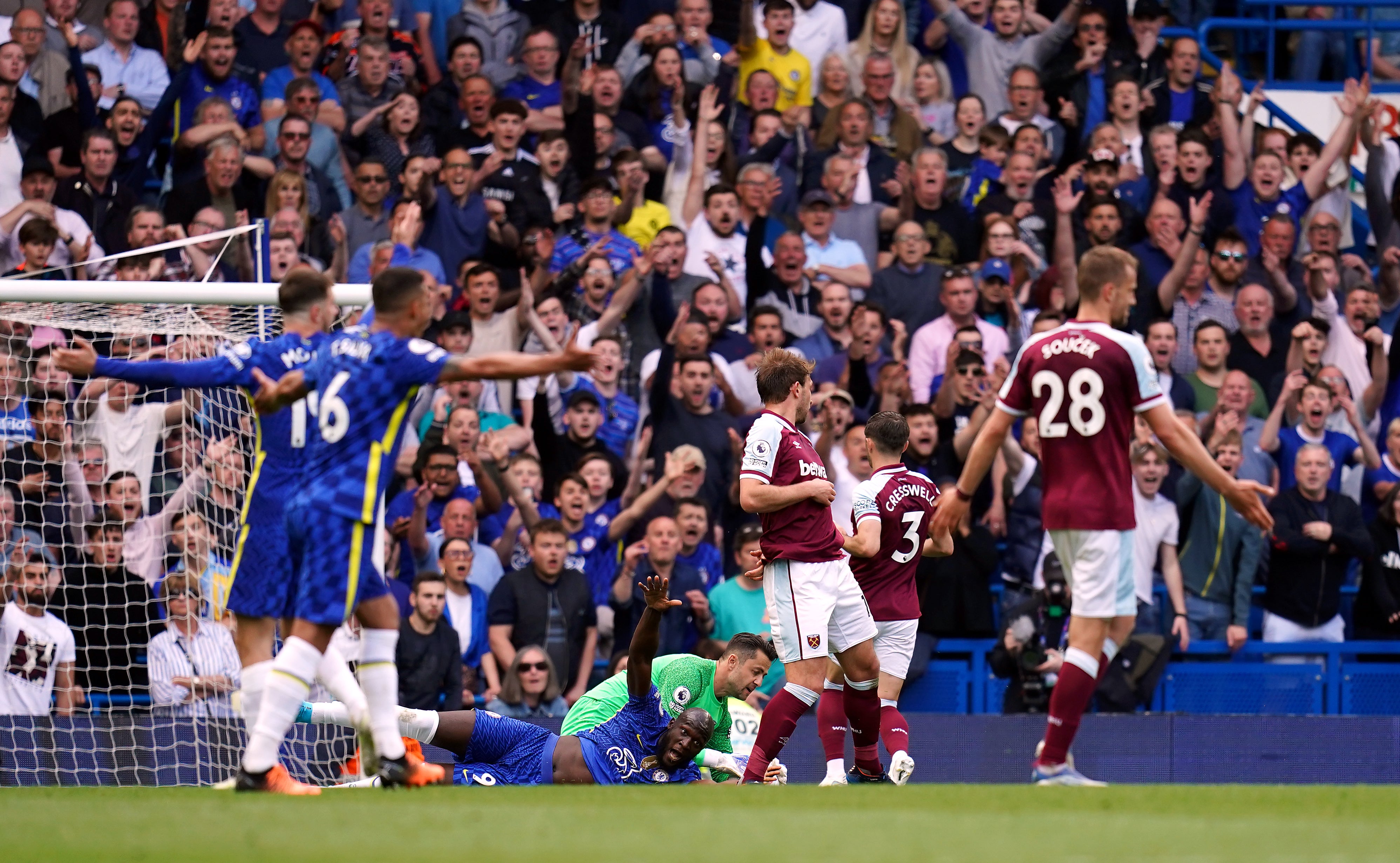 Craig Dawson was dismissed for a challenge on Romelu Lukaku (John Walton/PA)