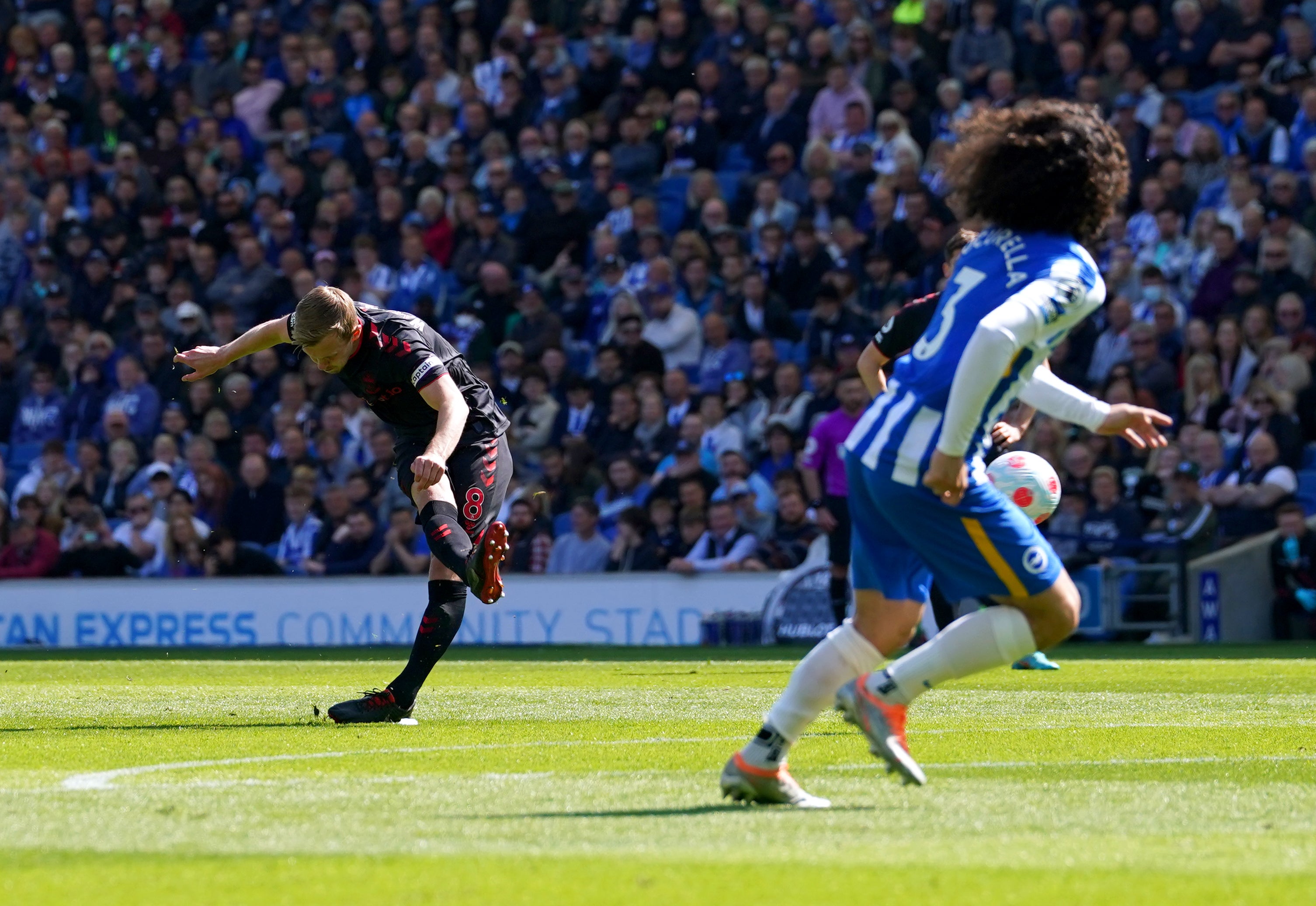 Southampton’s captain James Ward-Prowse produced another fine free-kick to help his side to a point at the Amex Stadium (Gareth Fuller/PA)