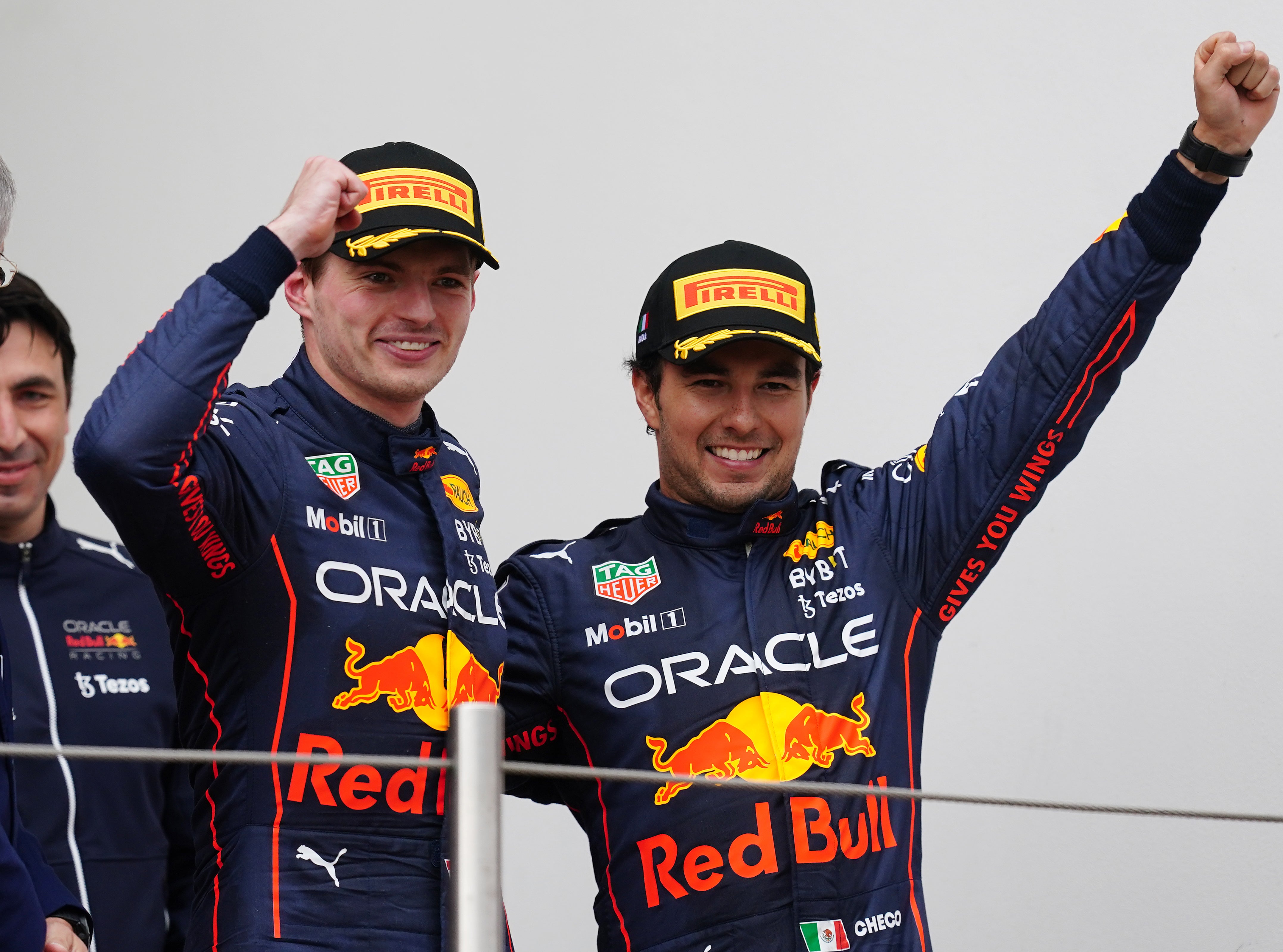 Red Bull drivers Max Verstappen (left) and Sergio Perez finished have a healthy competition (David Davies/PA)