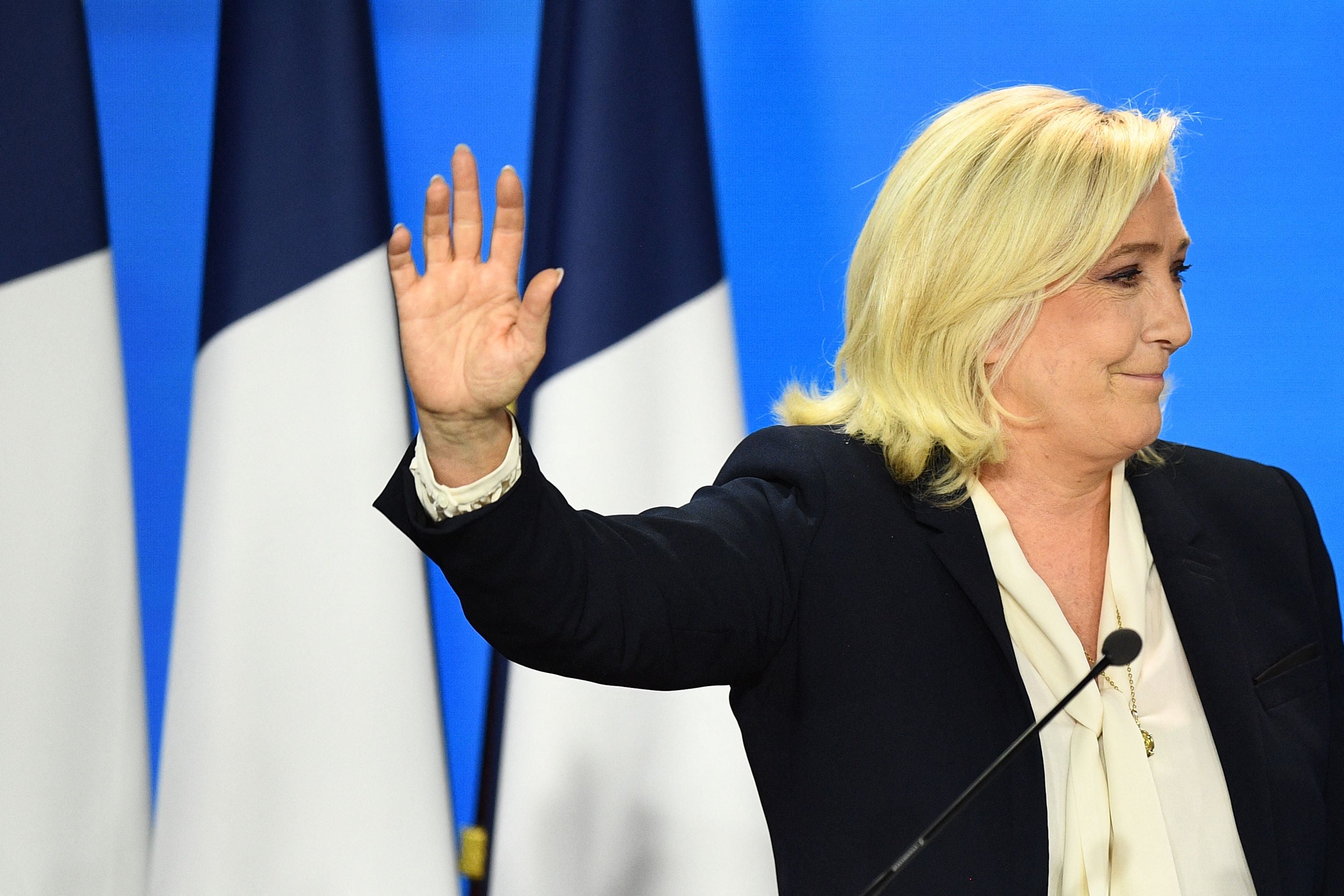 Marine Le Pen gave her concession speech shortly after the exit poll