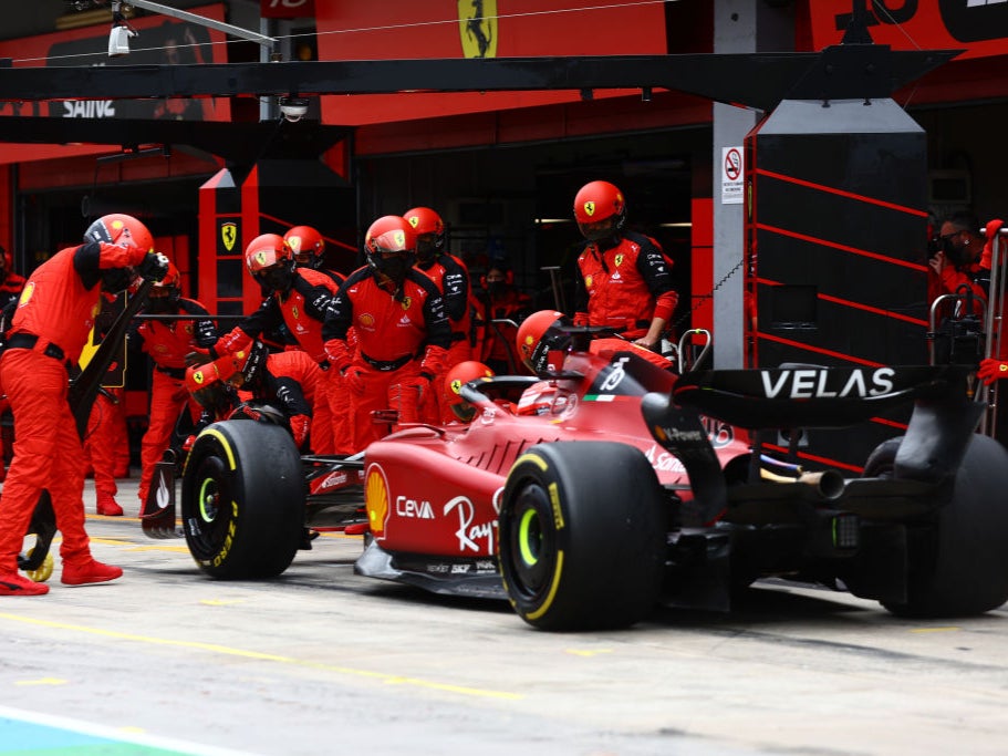 Ferrari pitted Leclerc when he damaged his front wing after lightly hitting the wall