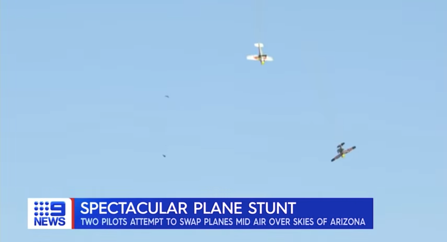 Pilots’ attempt at first midair ‘plane swap’ ends in disastrous crash