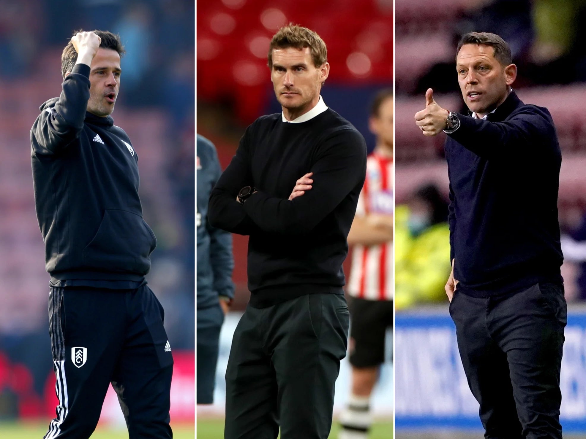 Marco Silva (left) Matt Taylor (centre) and Leam Richardson could be celebrating on Tuesday