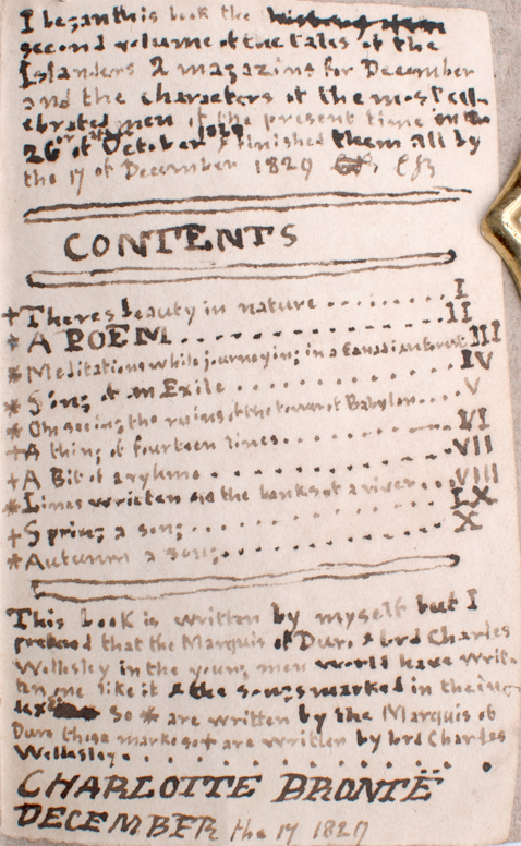 The contents page of ‘A Book of Ryhmes’