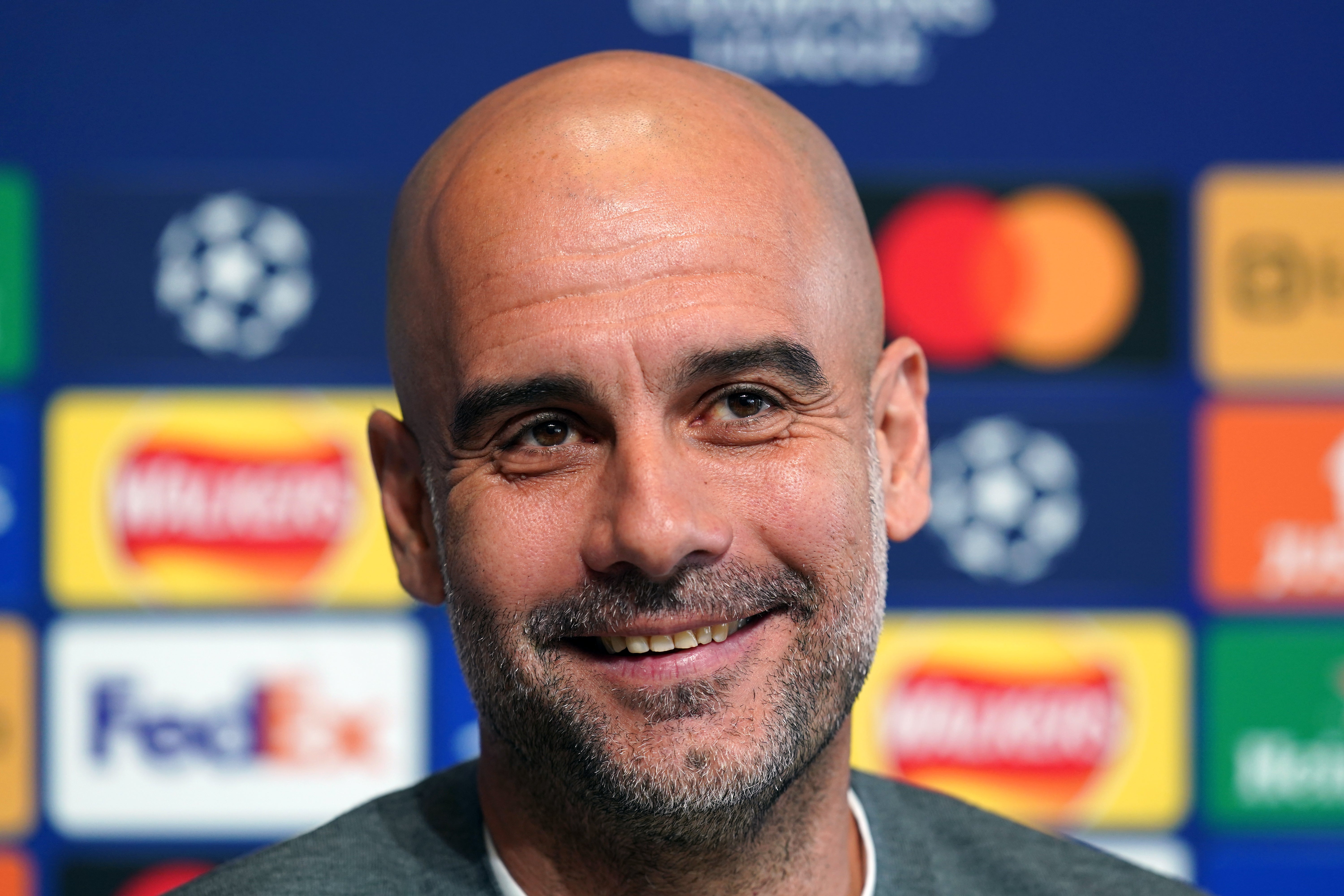 Pep Guardiola speaking to the media on Monday (Martin Rickett/PA)