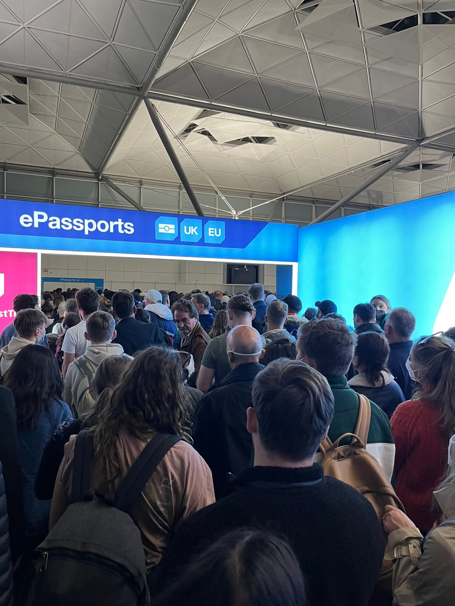 Passengers arriving at Stansted Airport faced queues of nearly two hours after a problem with e-gates at passport control (Mark Smith/PA)