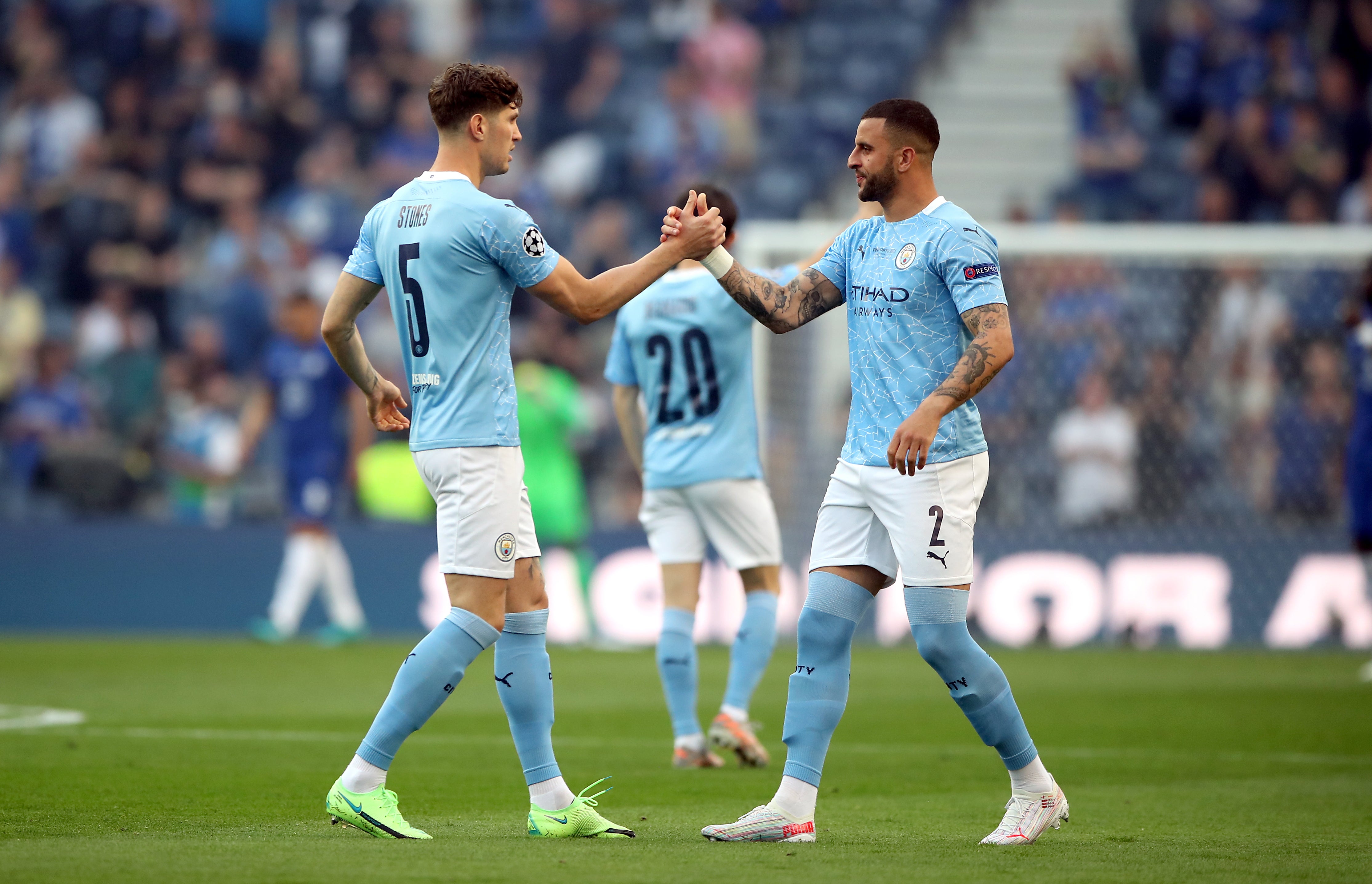 John Stones, left, and Kyle Walker are injury doubts (Nick Potts/PA)