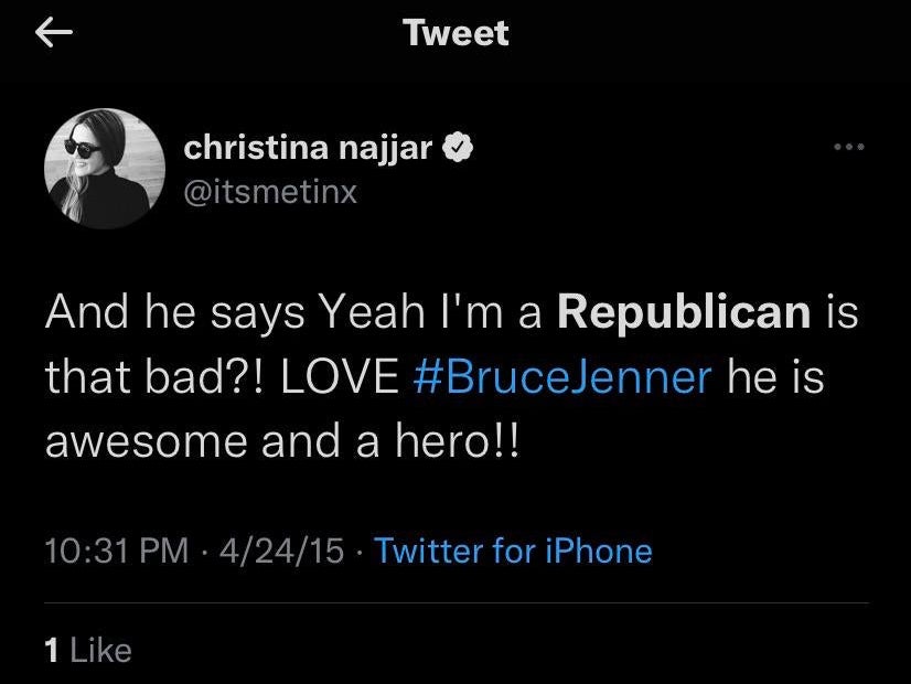 Najjar misgenders Caitlyn Jenner in resurfaced tweet