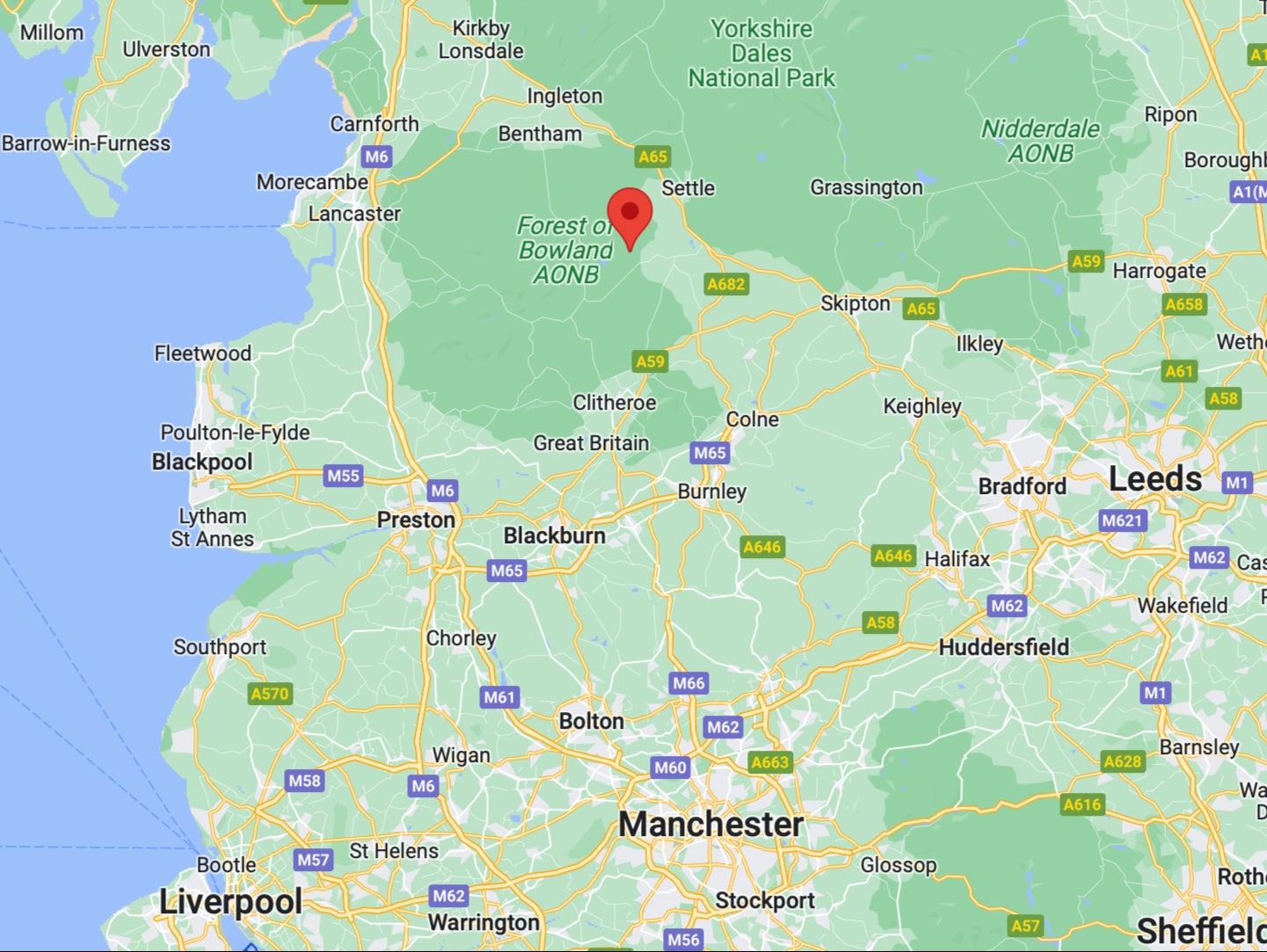 Location of Gisburn Forest, in Lancashire