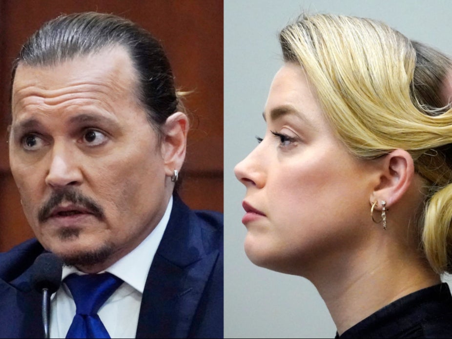 Johnny Depp and Amber Heard at the Fairfax County Courthouse in Fairfax, Virginia on 25 April 2022