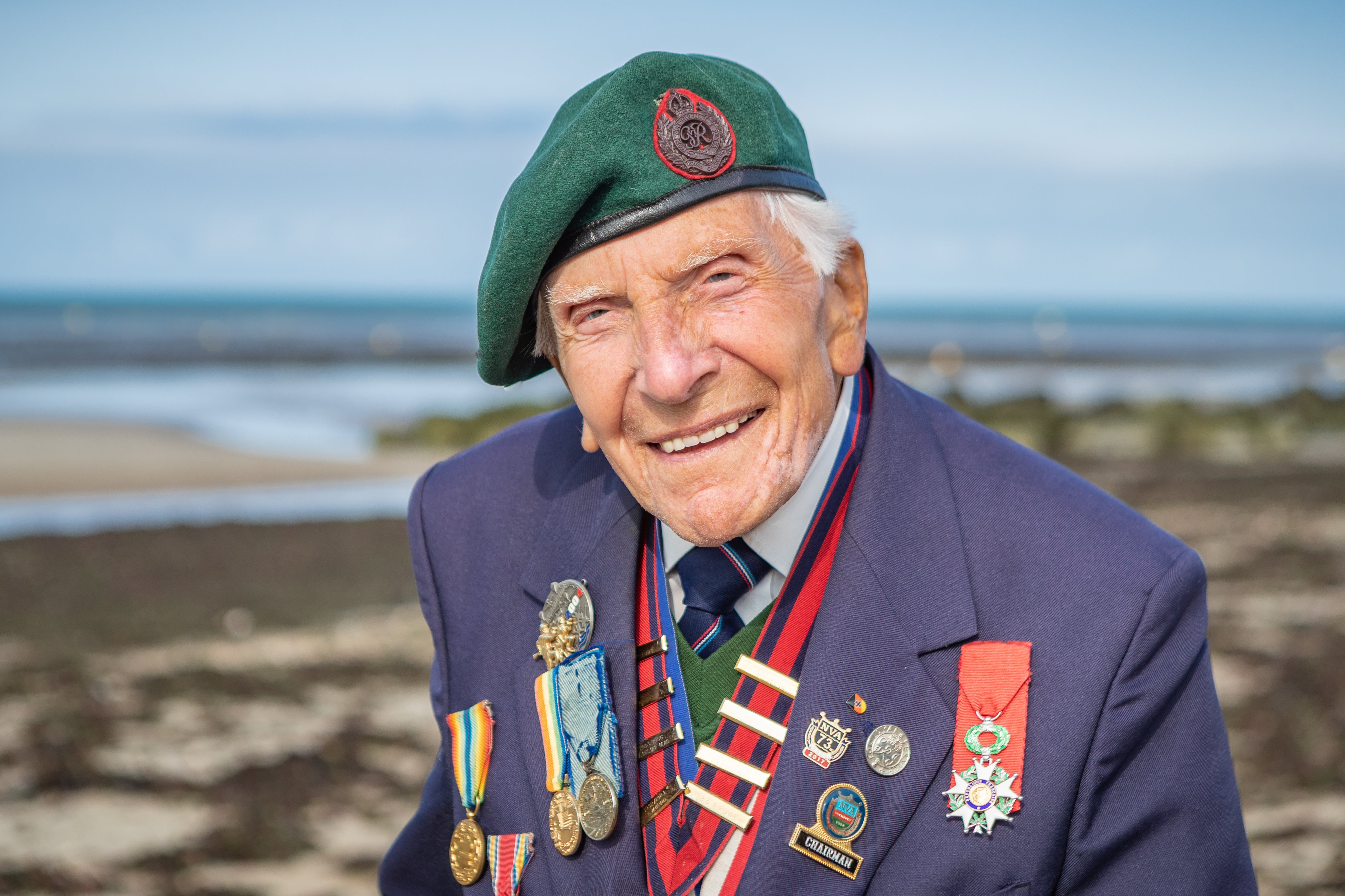 Harry Billinge standing on Gold Beach in Normandy (PA)