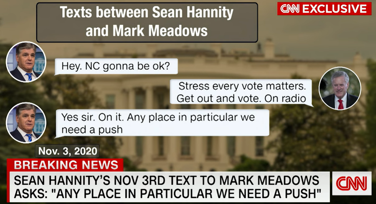 Sean Hannity’s text exchange with Mark Meadows