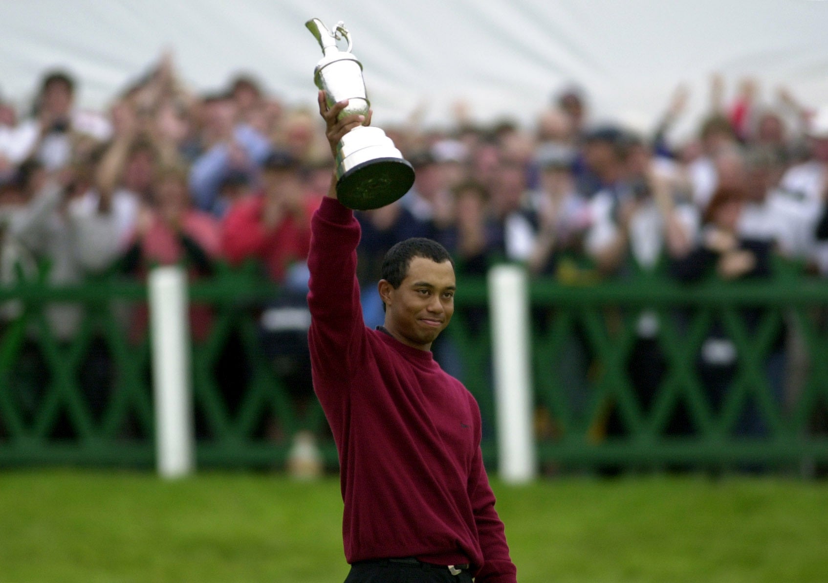 The previous attendance record for the Open was 239,000, set when Tiger Woods won at St Andrews in 2000 (Ben Curtis/PA)