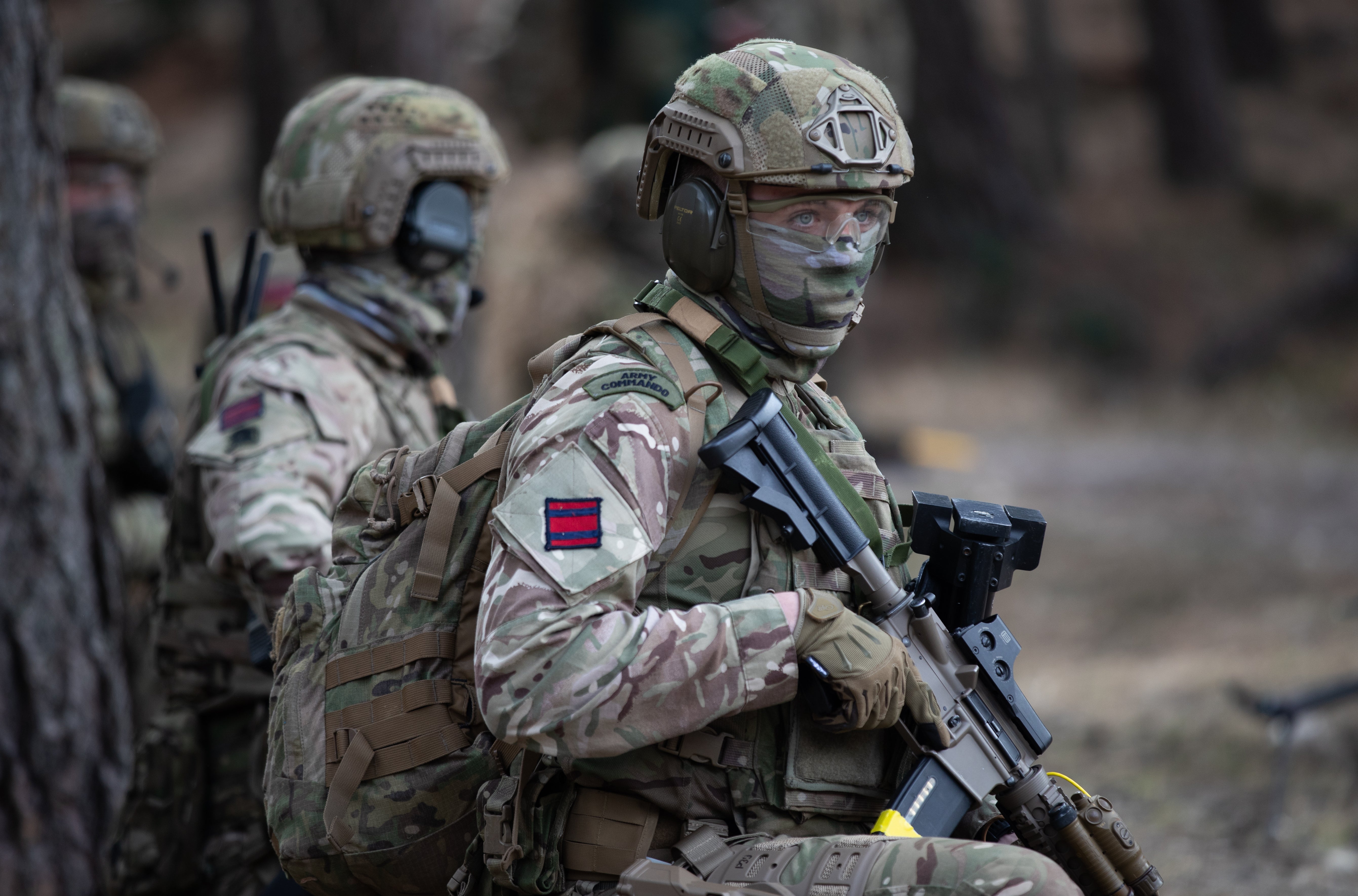 An Army Commando during a live exercise demonstration at Bovington Camp in Dorset (Andrew Matthews/PA)