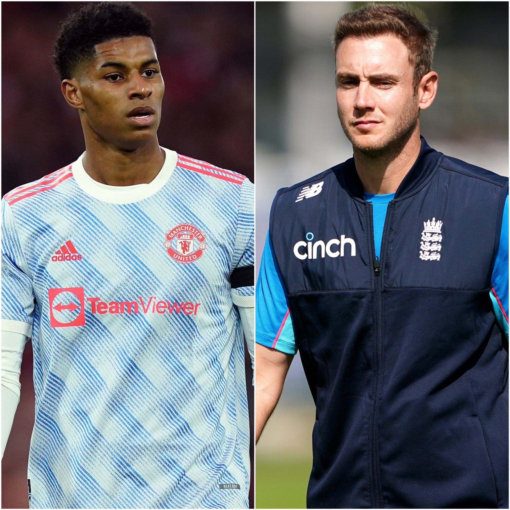 Marcus Rashford (left) and Stuart Broad (Mike Egerton/Zac Goodwin/PA)