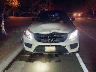 Rebecca Grossman’s Mercedes after hitting two young brothers, Mark and Jacob Iskander