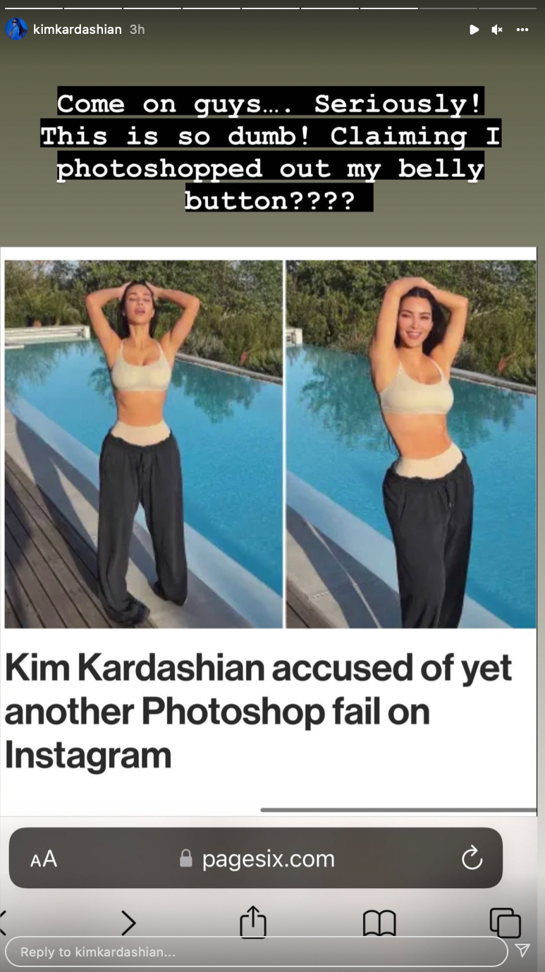 Kim Kardashian calls out ‘dumb’ photoshop accusations