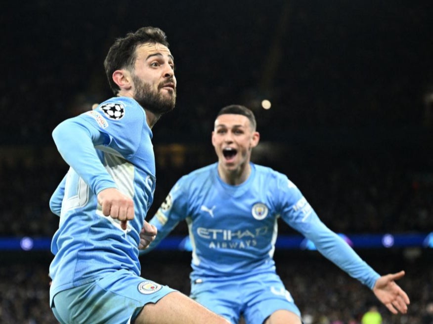 Bernardo Silva celebrates scoring Man City’s fourth goal