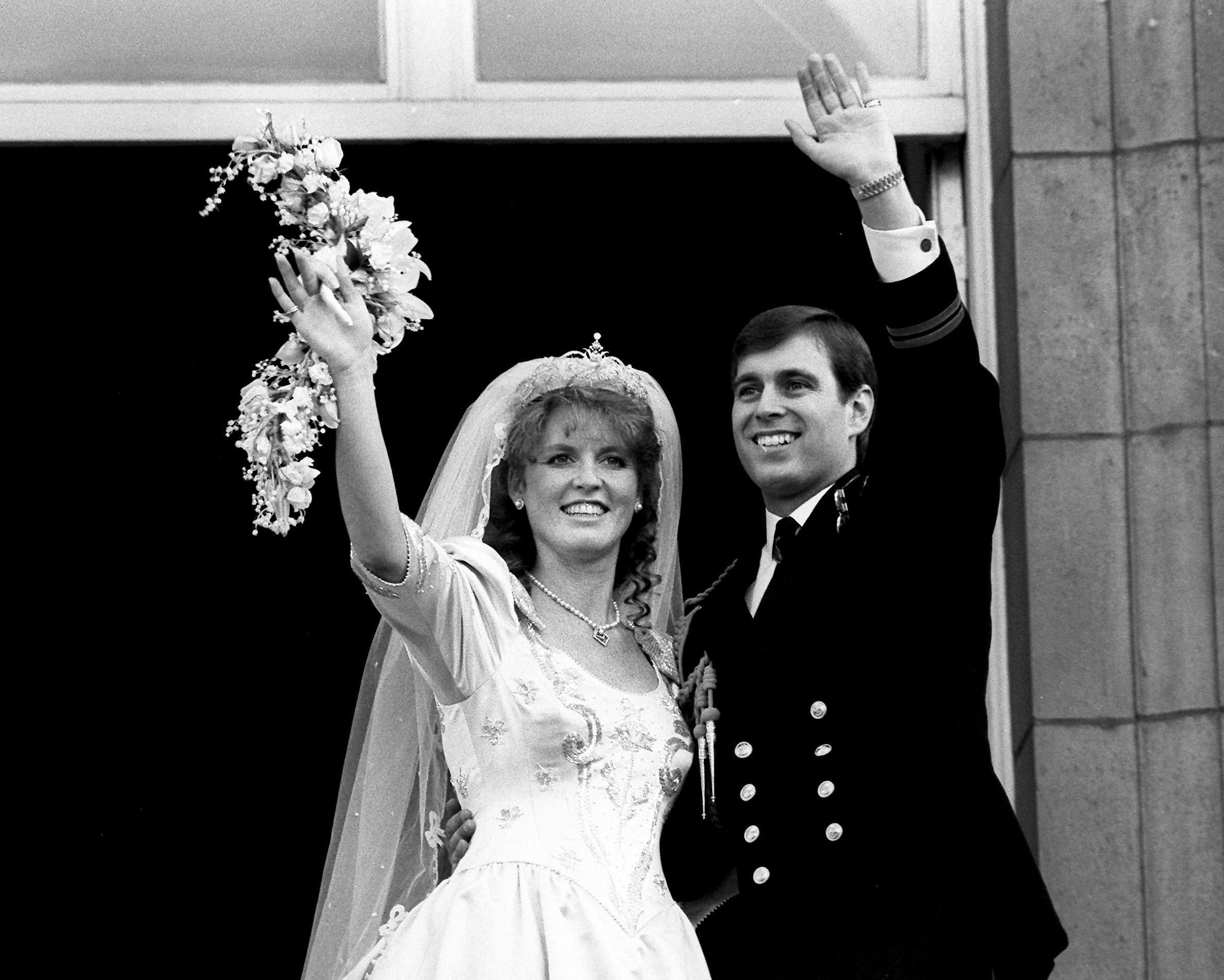 Andrew with ex-wife Sarah Ferguson on their wedding day in 1986