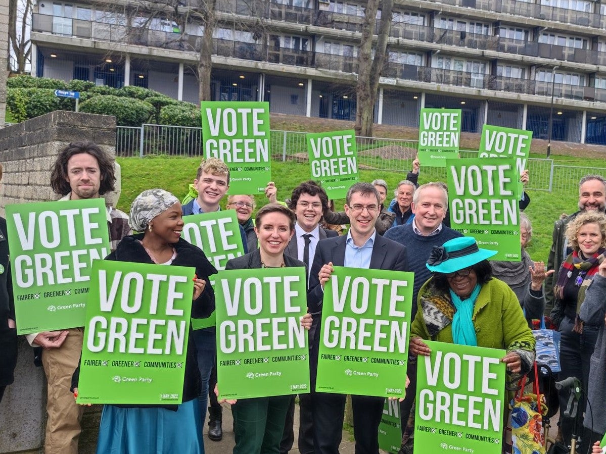 Green Party co-leaders Carla Denyer and Adrian Ramsay launch its local election campaign in London