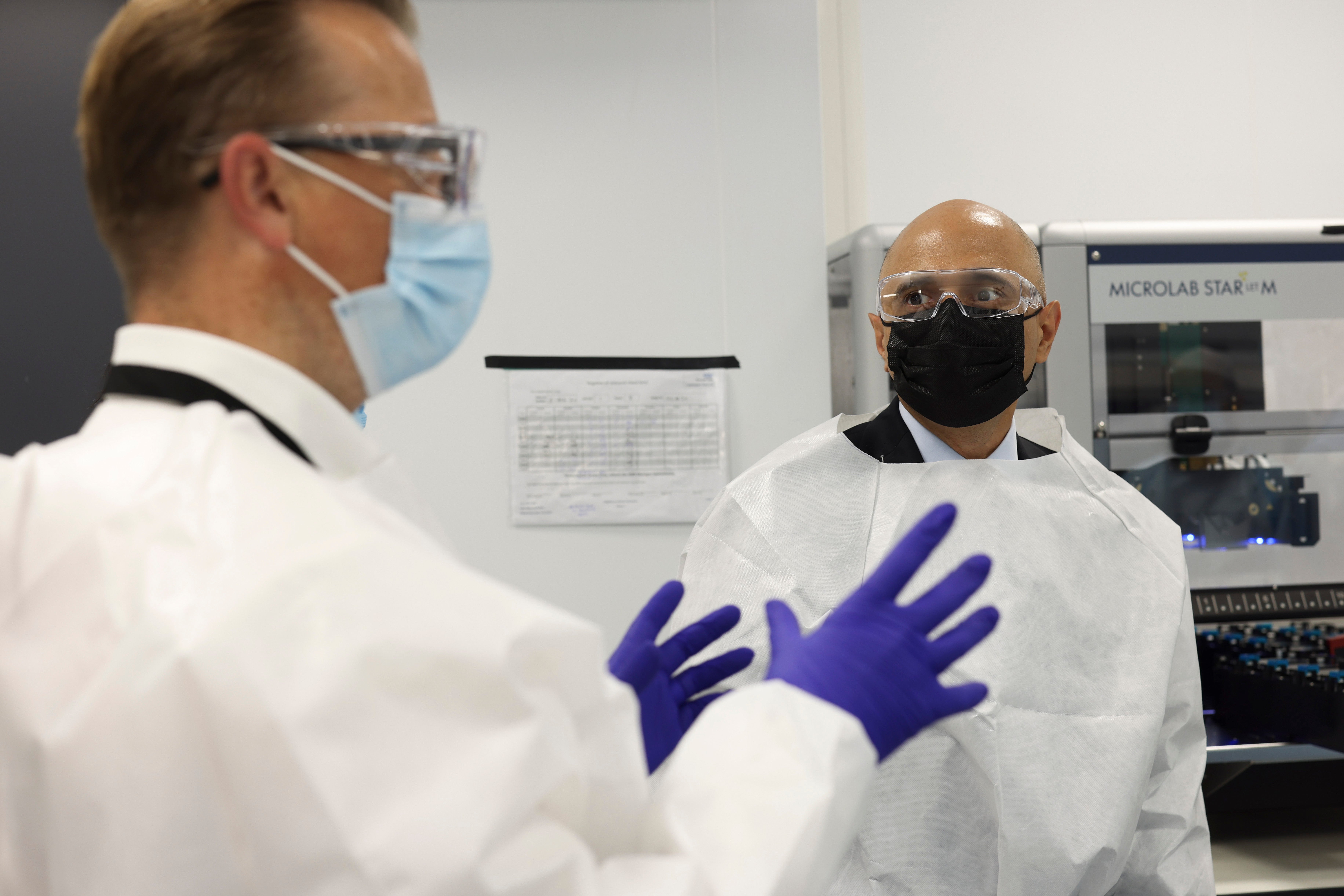 The health secretary, Sajid Javid, during a visit to the Rosalind Franklin laboratory last year