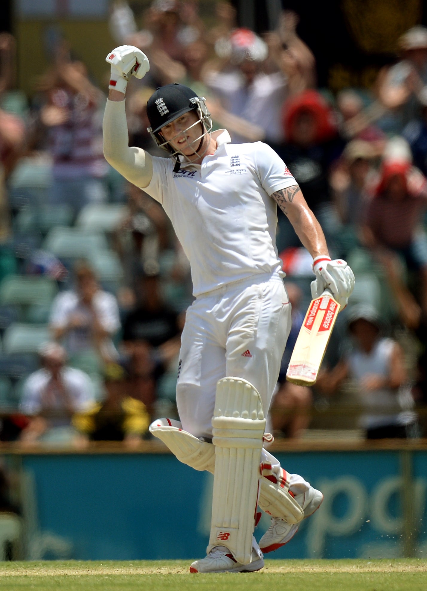 Celebrating scoring a maiden Test century at Perth in 2013 (Anthony Devlin/PA)