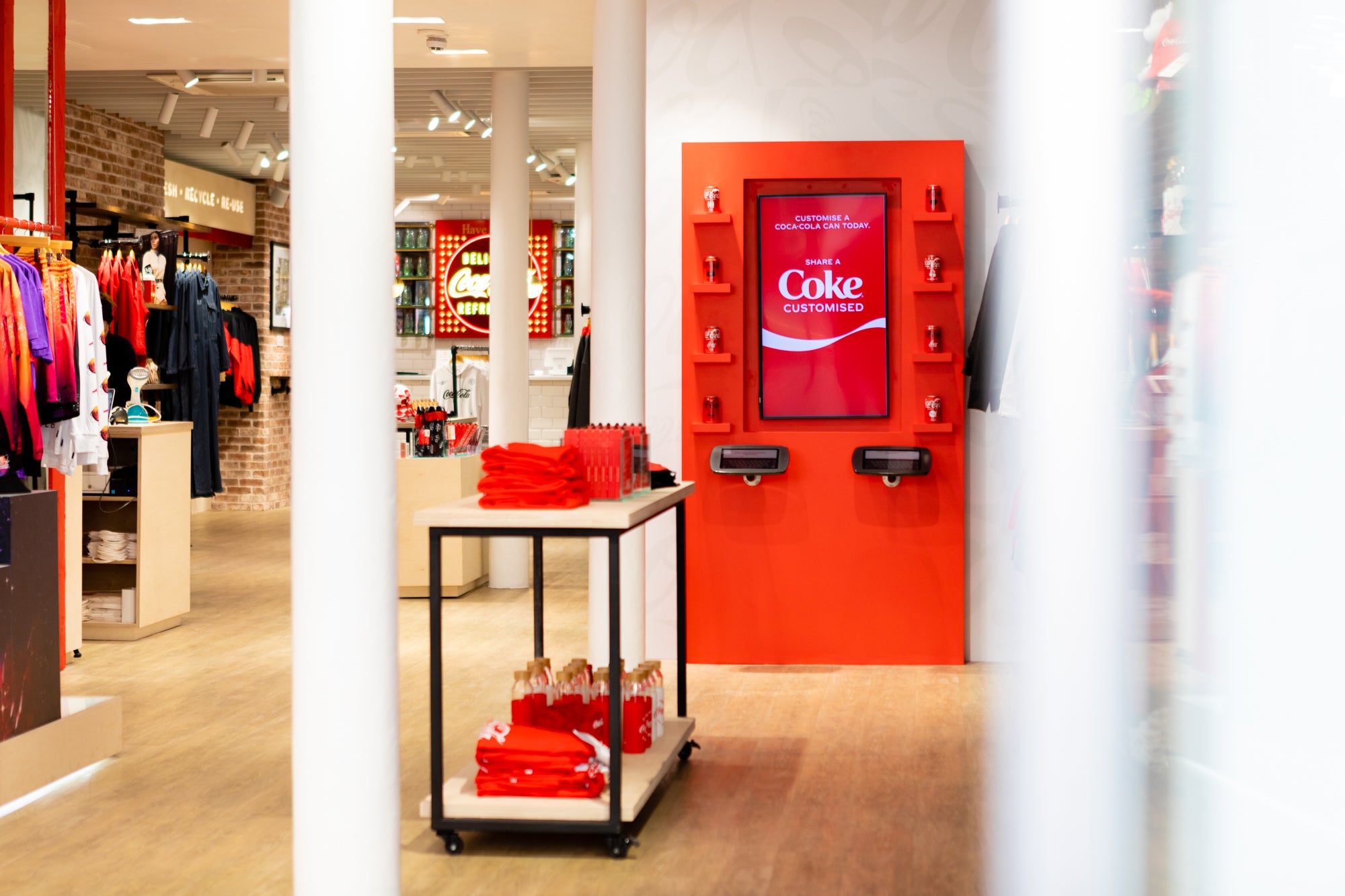 The Coca-Cola can customisation station inside the new Covent Garden store