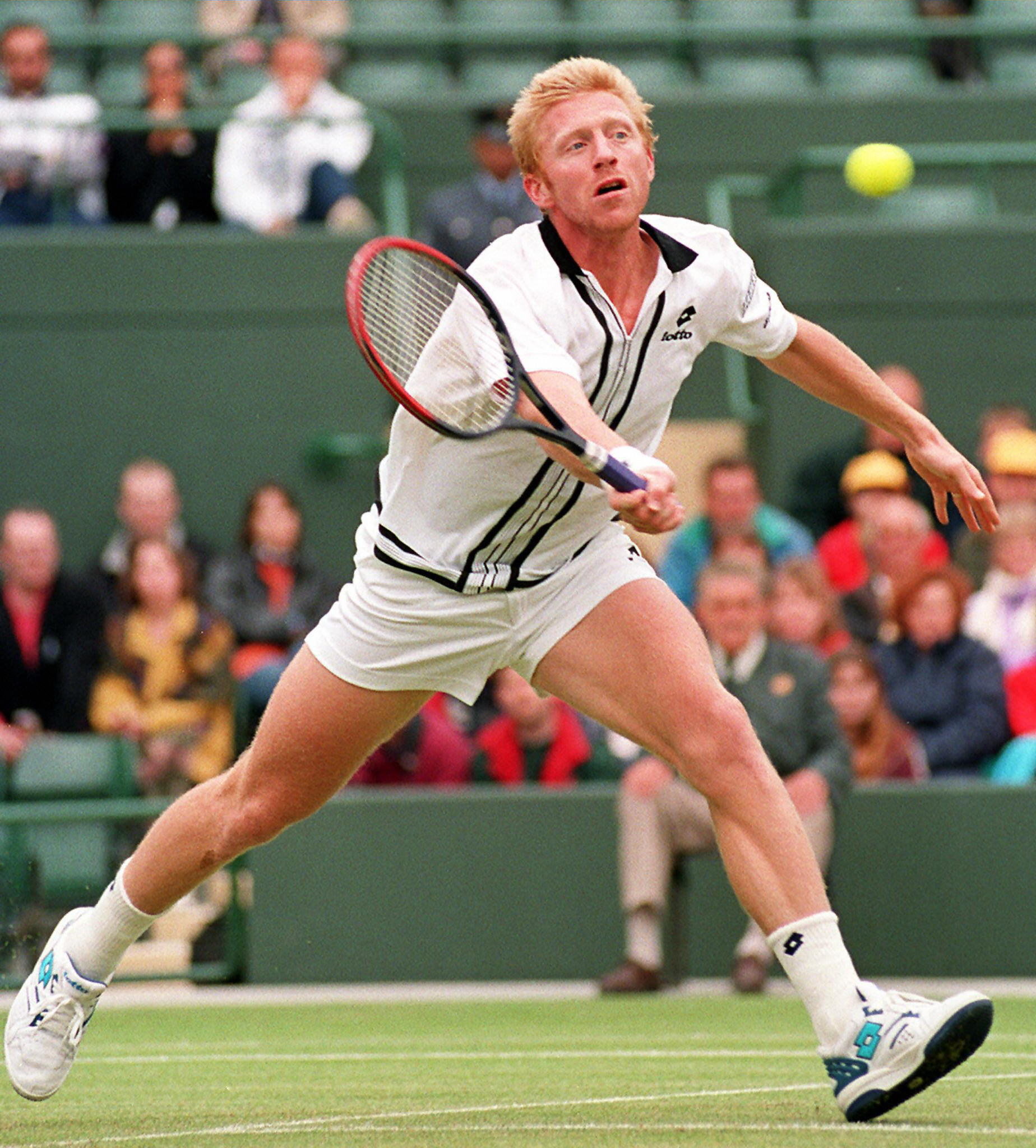 Becker playing at Wimbledon in 1997