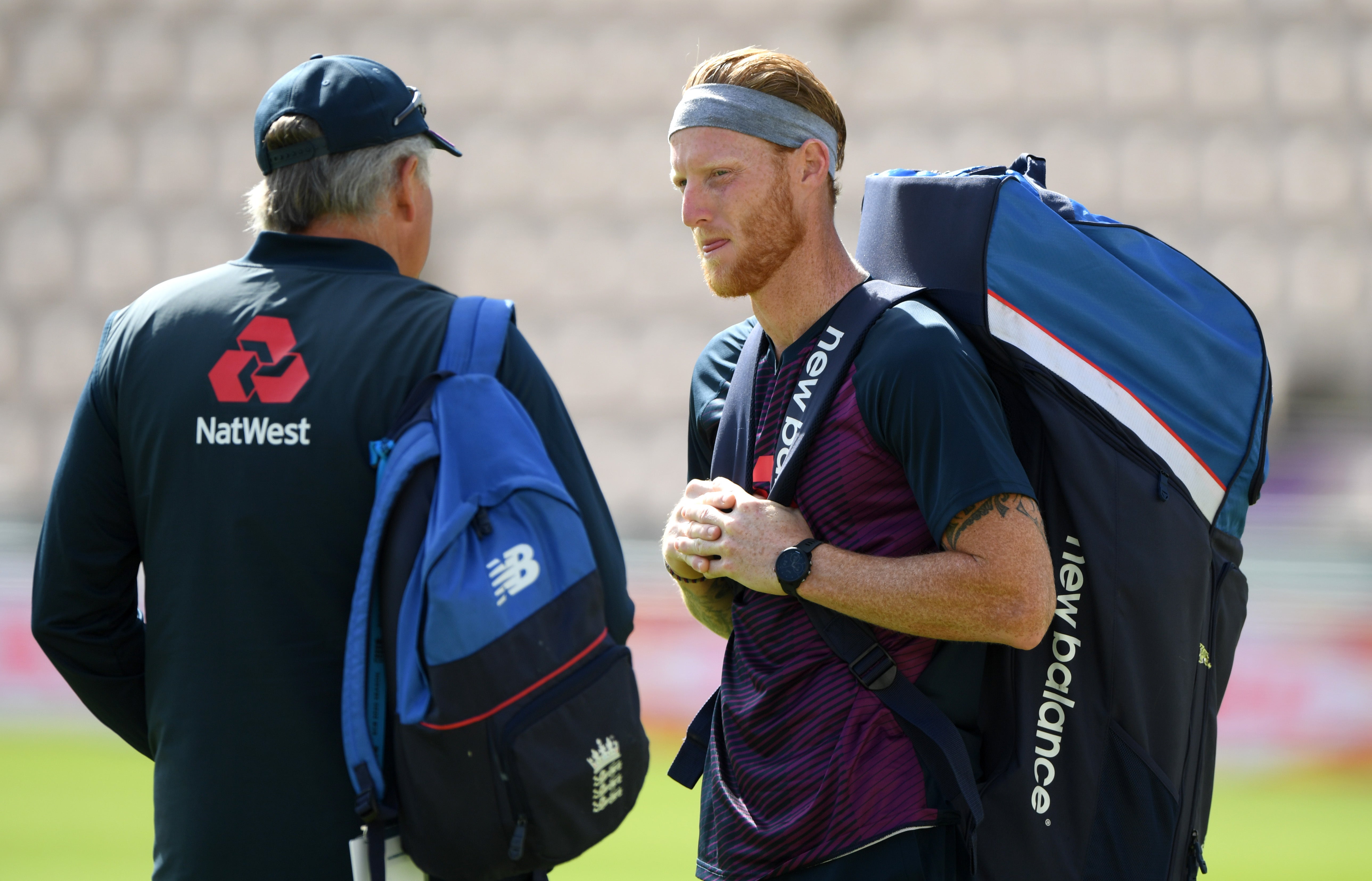 Stokes (right) with former England coach Chris Silverwood (Stu Forster/Pool)