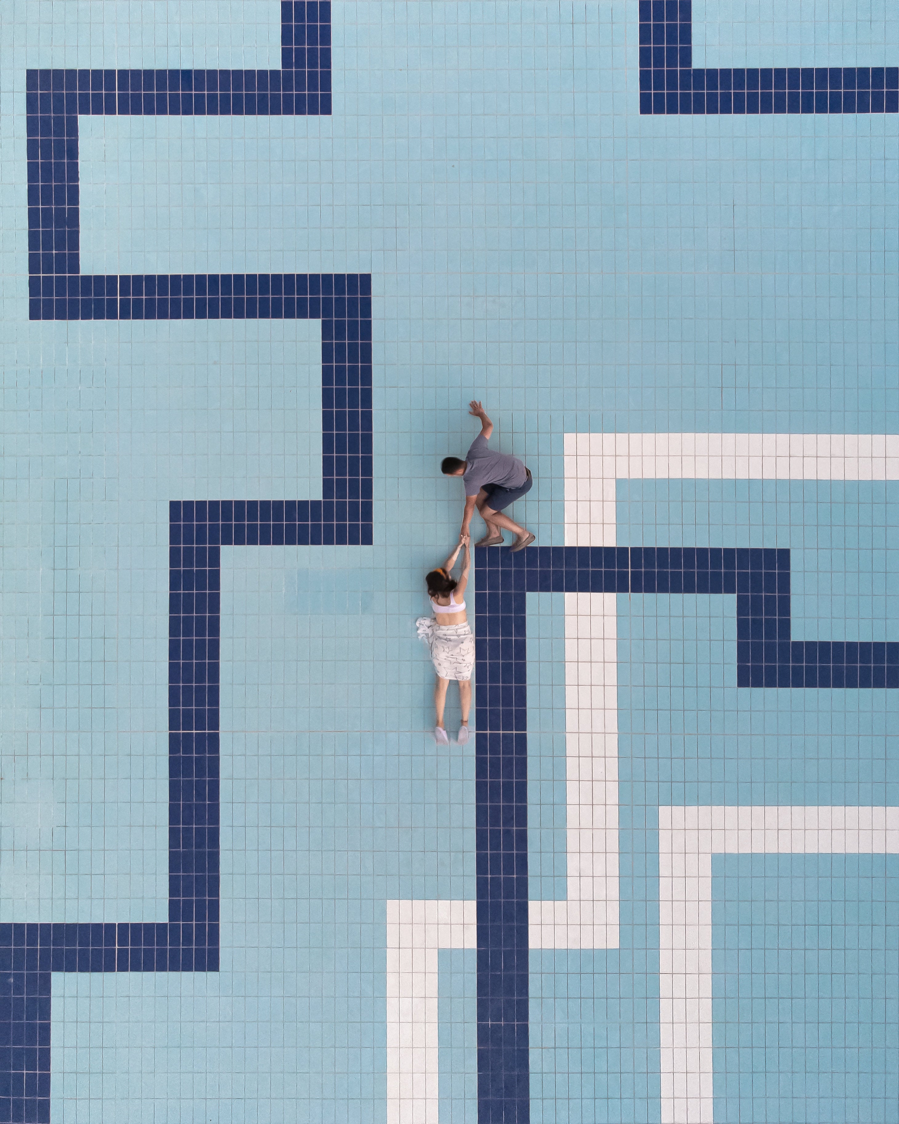 A pool in an abandoned seaside resort in Crete, Greece