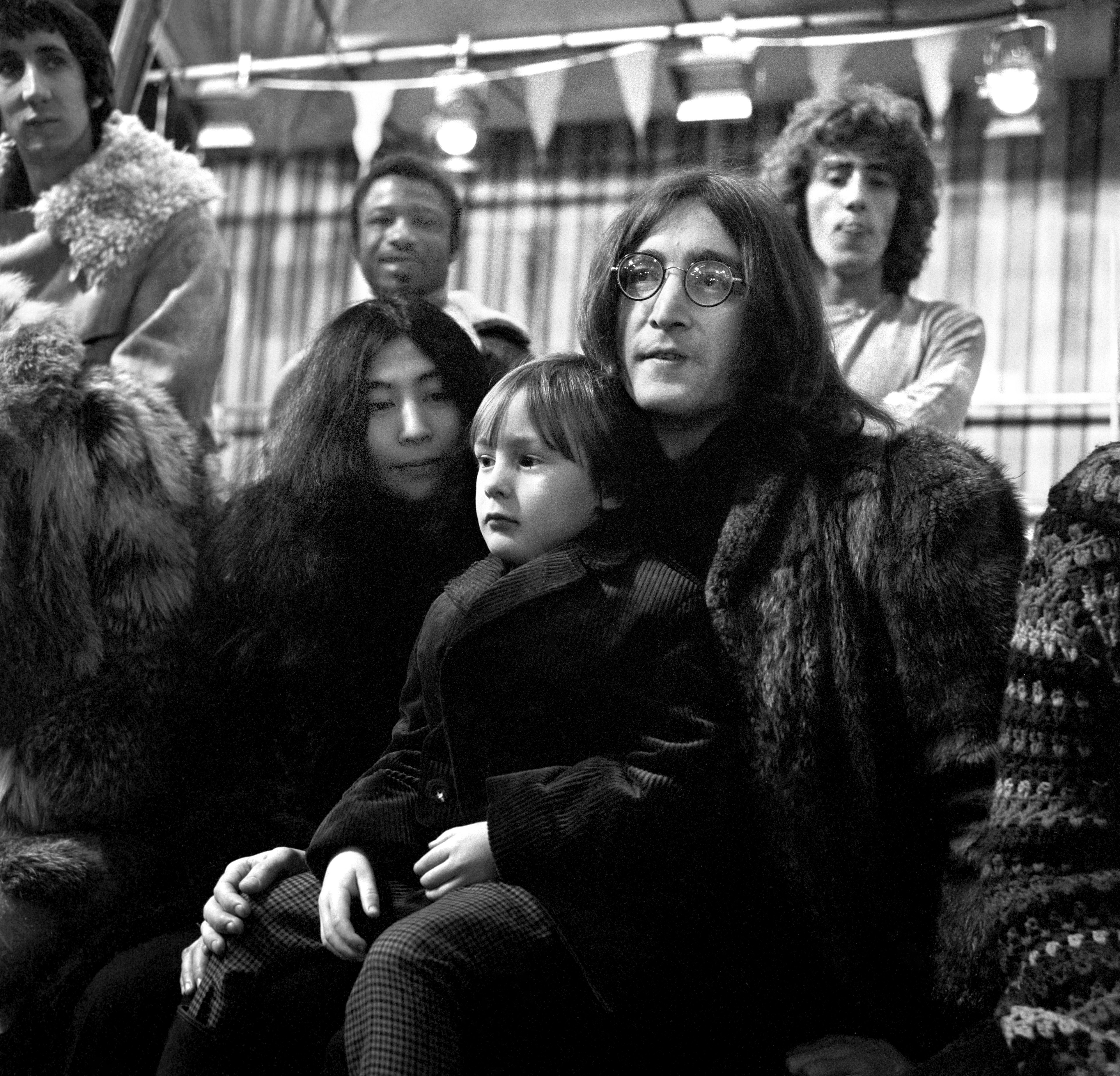 Yoko Ono, Julian Lennon and his father John Lennon at the rehearsal of the Rolling Stones Rock and Roll Circus (PA)