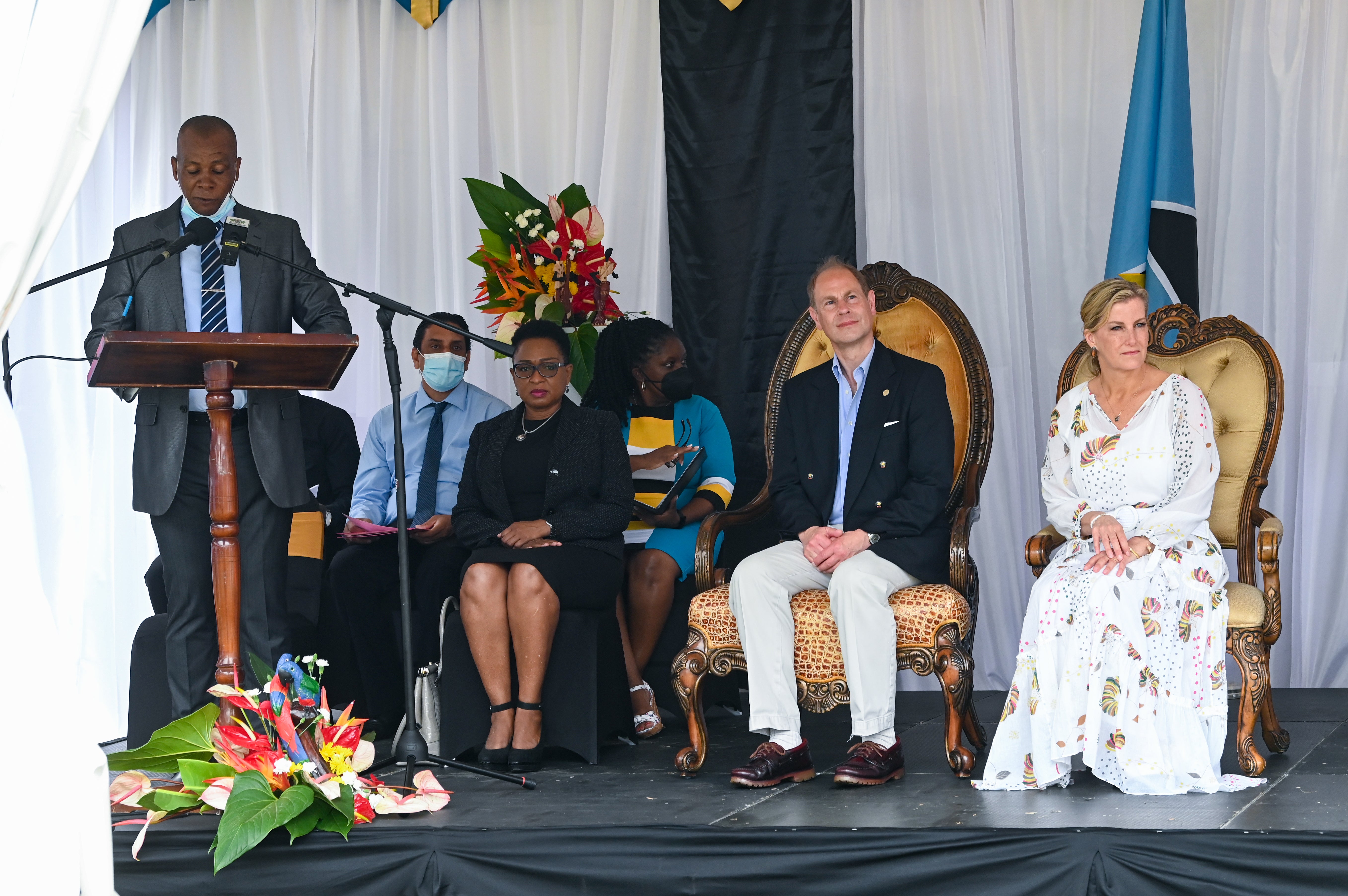 The Earl and Countess of Wessex visit the Patricia D James secondary school in Castries, Saint Lucia