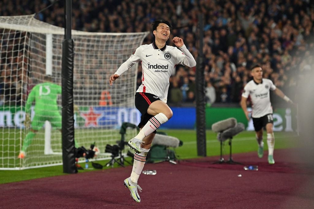 Daichi Kamada, who also hit the post, ensured Frankfurt will take a first-leg lead back to Germany