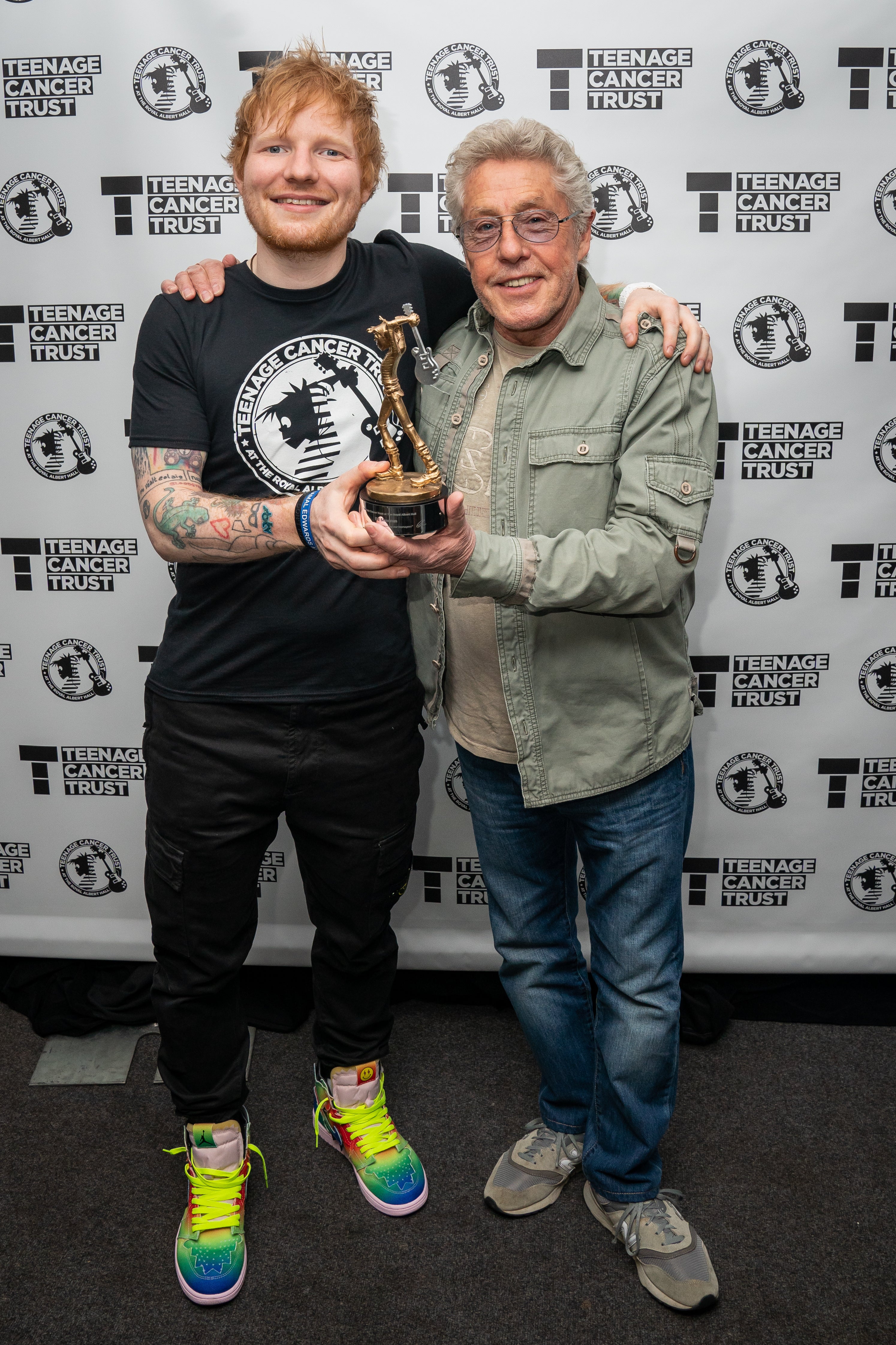 Roger Daltrey with Ed Sheeran at a Teenage Cancer Trust event (Aaron Chown/PA)