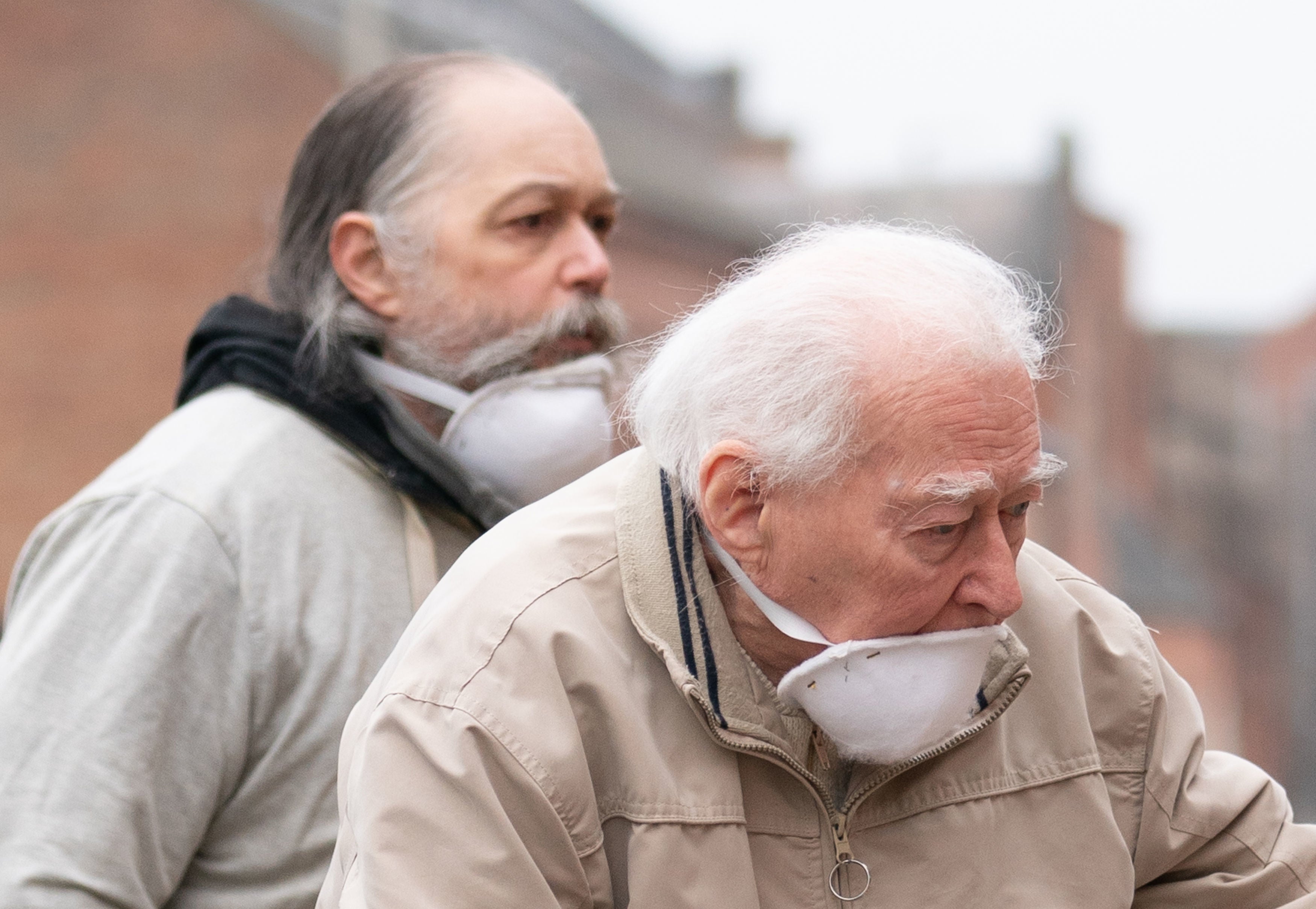 Father and son Ralph and Philip Burdett arriving at Leicester Crown Court (PA)