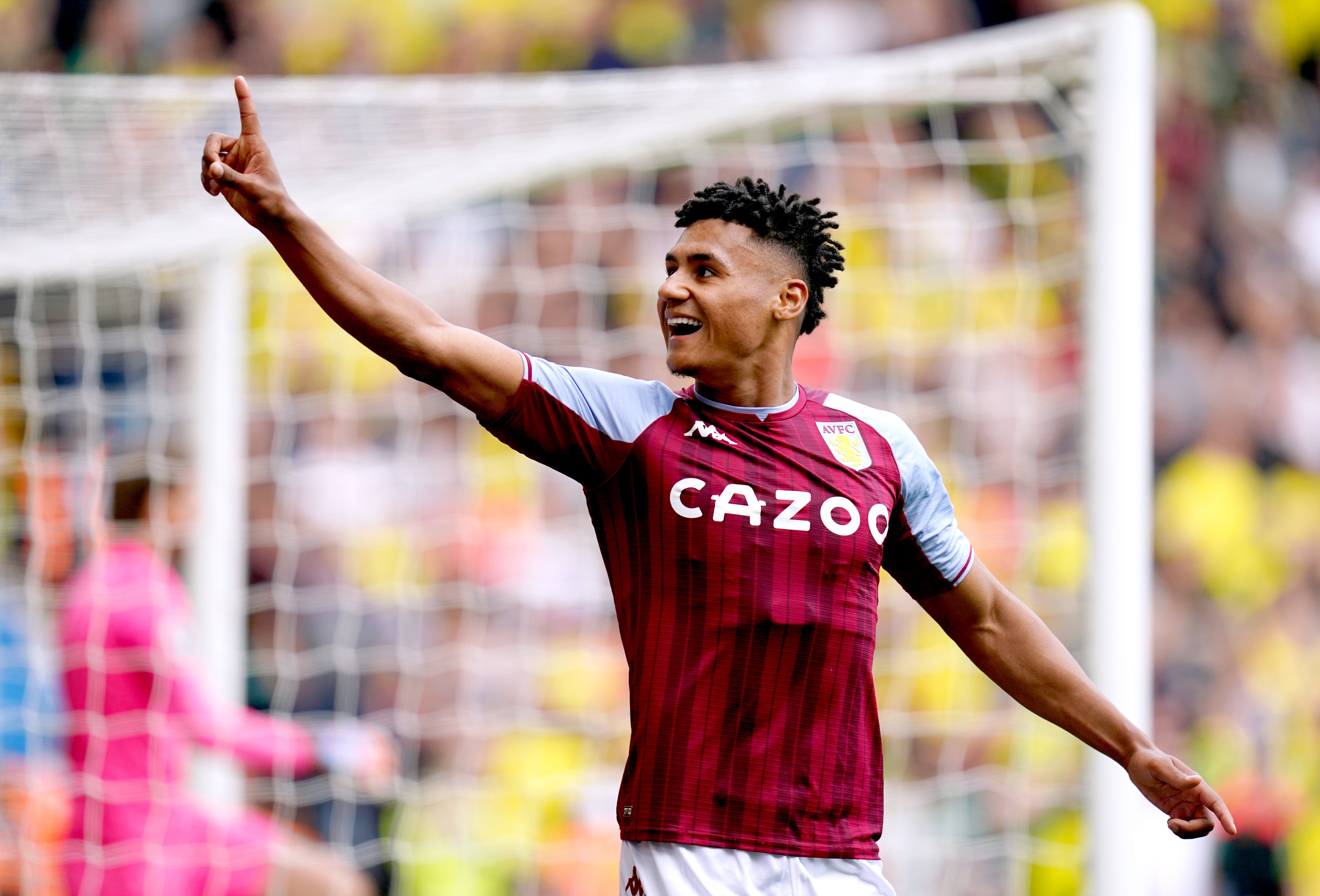 Ollie Watkins celebrates scoring Villa’s opener in the 2-0 win over Norwich (Nick Potts/PA Images).