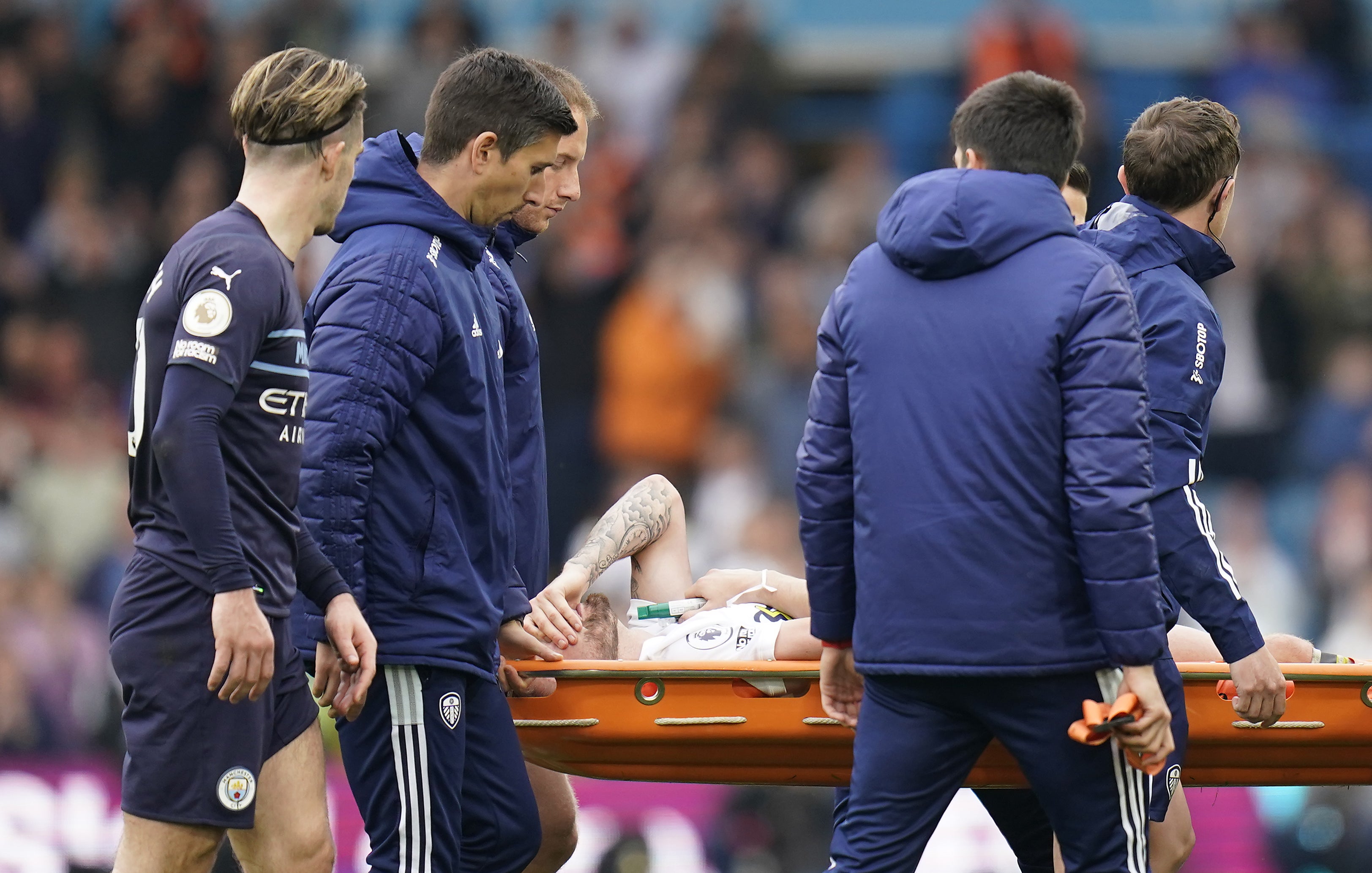 Stuart Dallas was taken off on a stretcher on Saturday (Danny Lawson/PA)