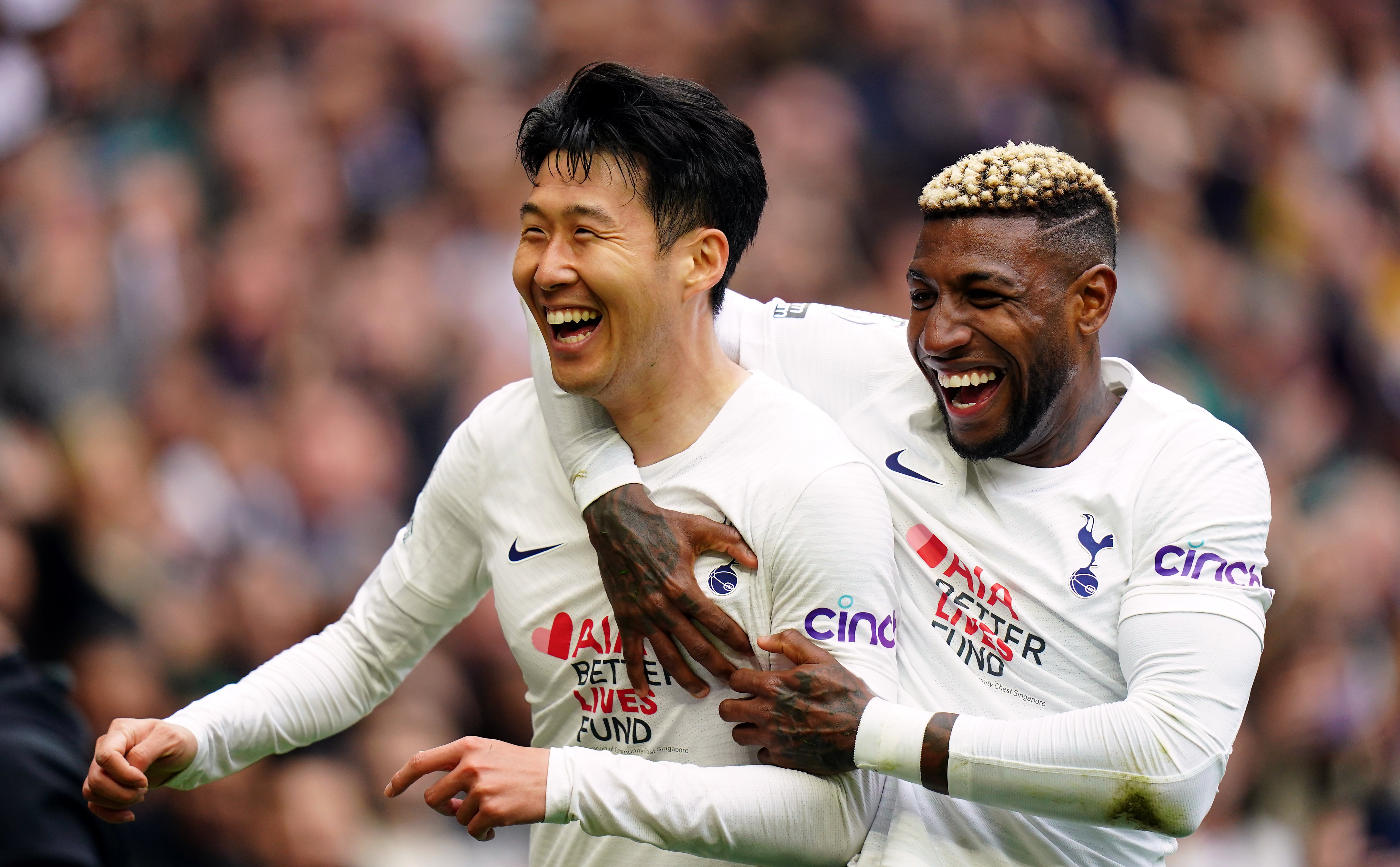 Son Heung-min celebrates scoring Spurs’ third goal