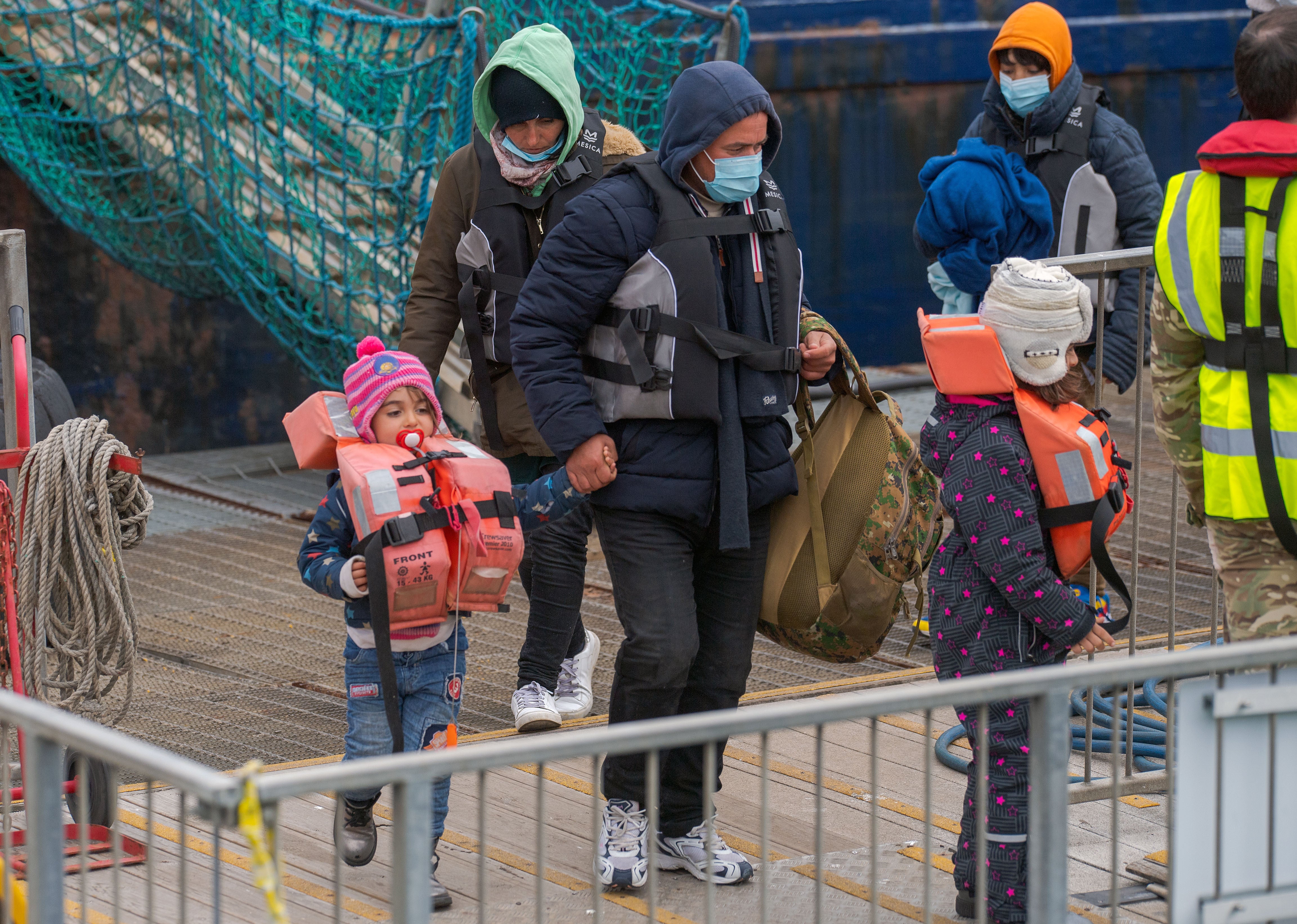 Border Force and the military bring migrants ashore on Sunday