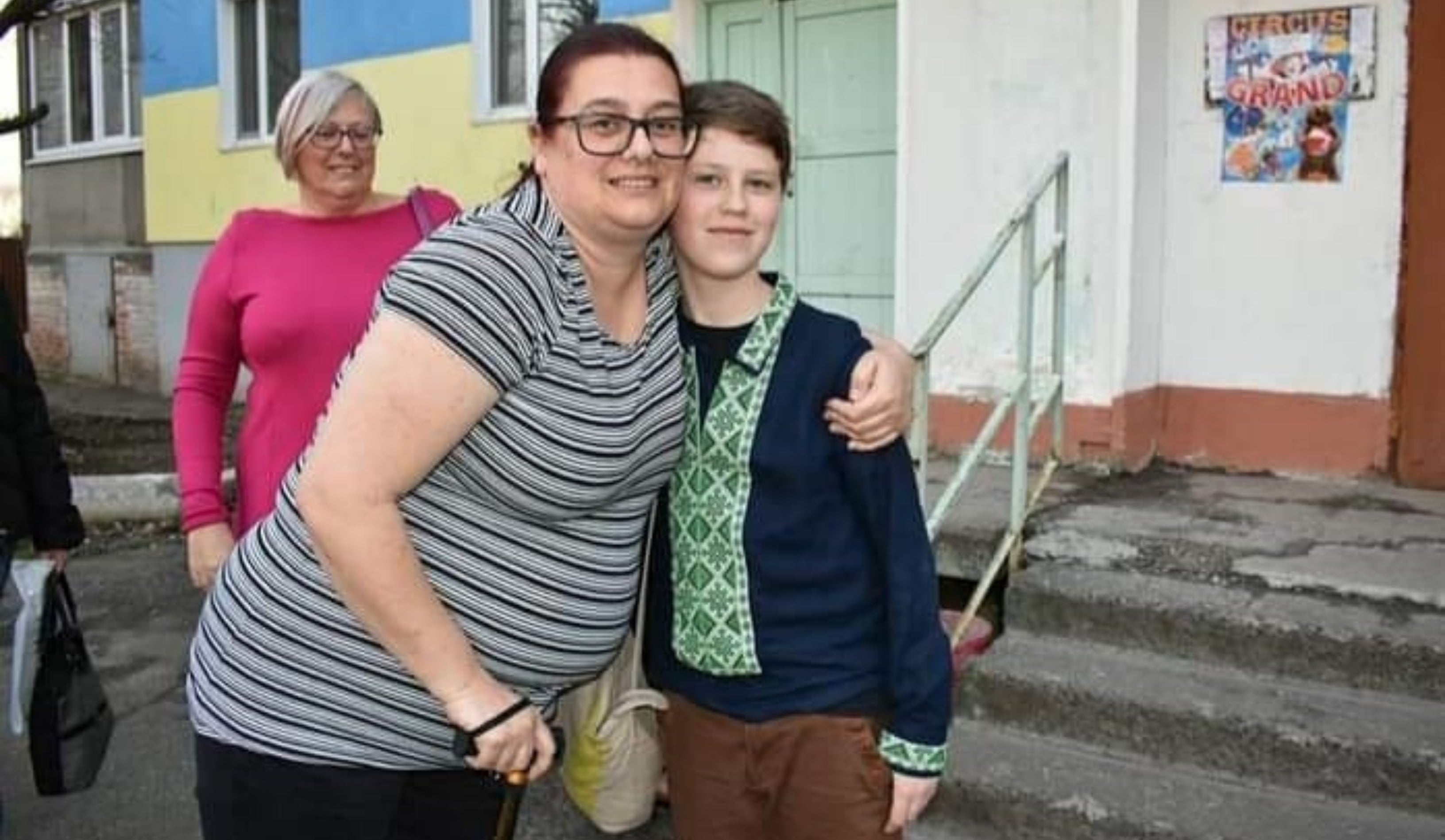 Jo Cullimore with Illia Berdnikov, one of the children she has helped in Borodyanka, Ukraine, before the war. (Jo Cullimore/PA)