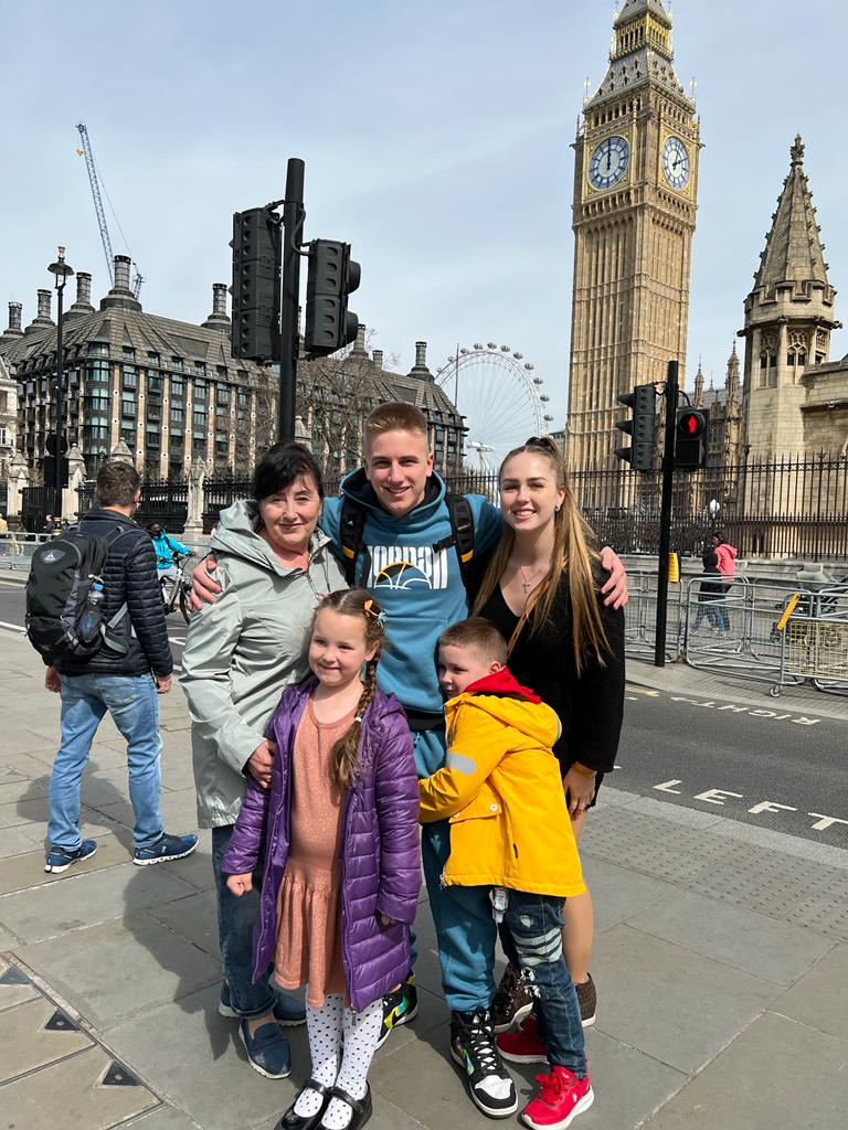 Tatiana Miller’s mother (left), nephews (middle and bottom right) and sister came to join her and her daughters (also pictured) under the family scheme but have had to return to Poland because the living conditions were too crowded